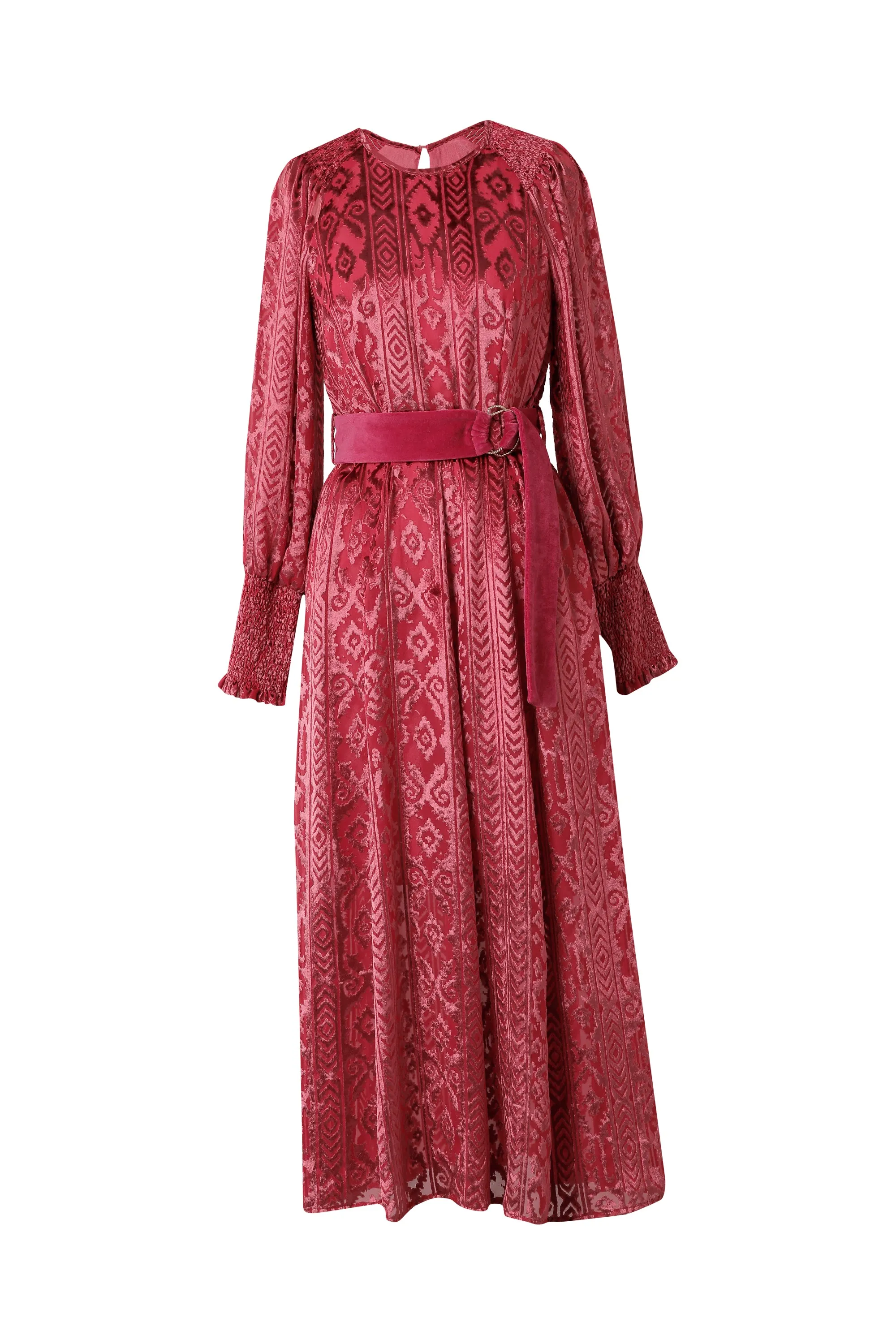 Emily Lovelock Crimson Burnout Dress