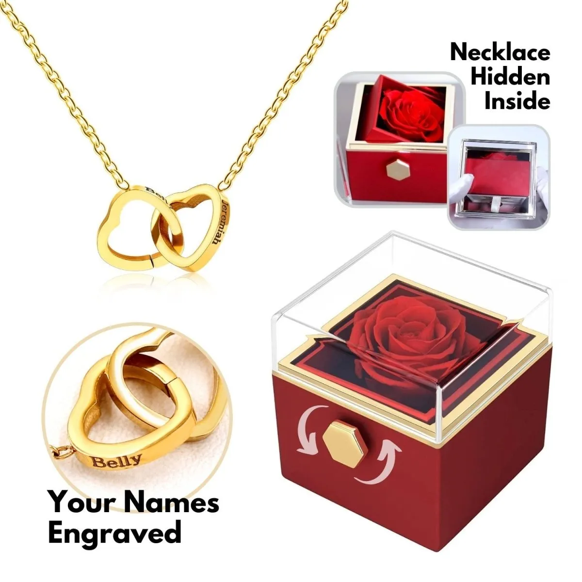 Engraved 18k Heart Necklace   Rose Box