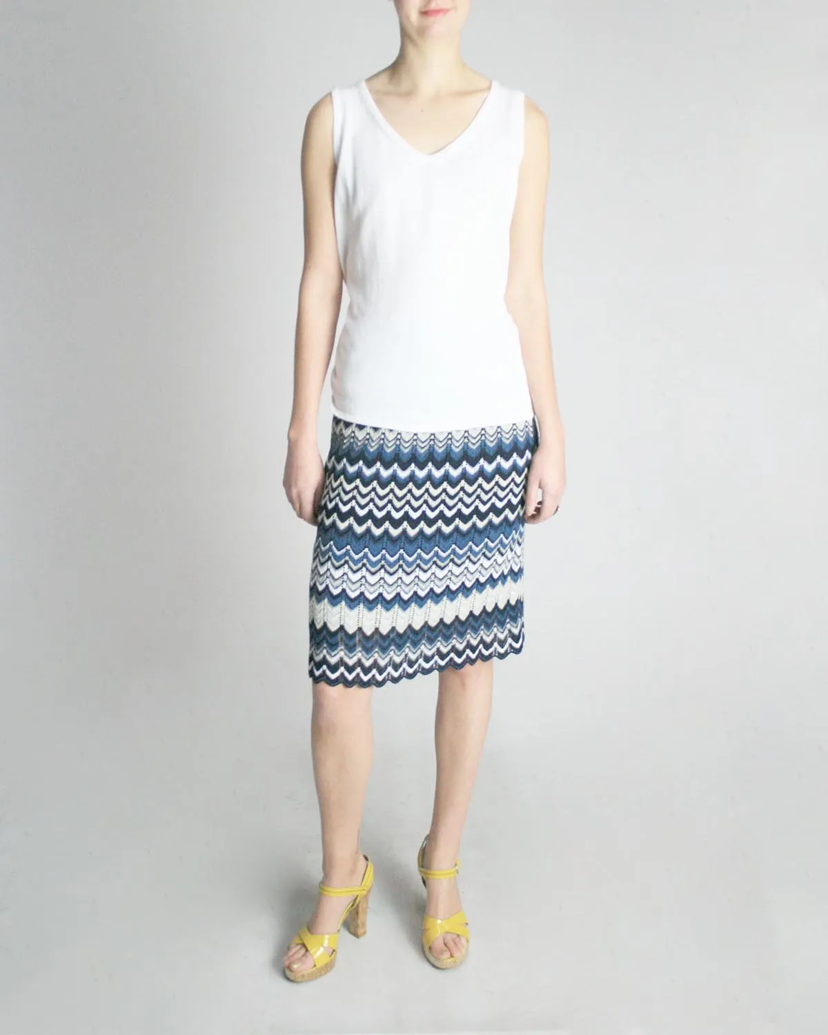Espiga Pima Cotton Knee Length Knit Skirt