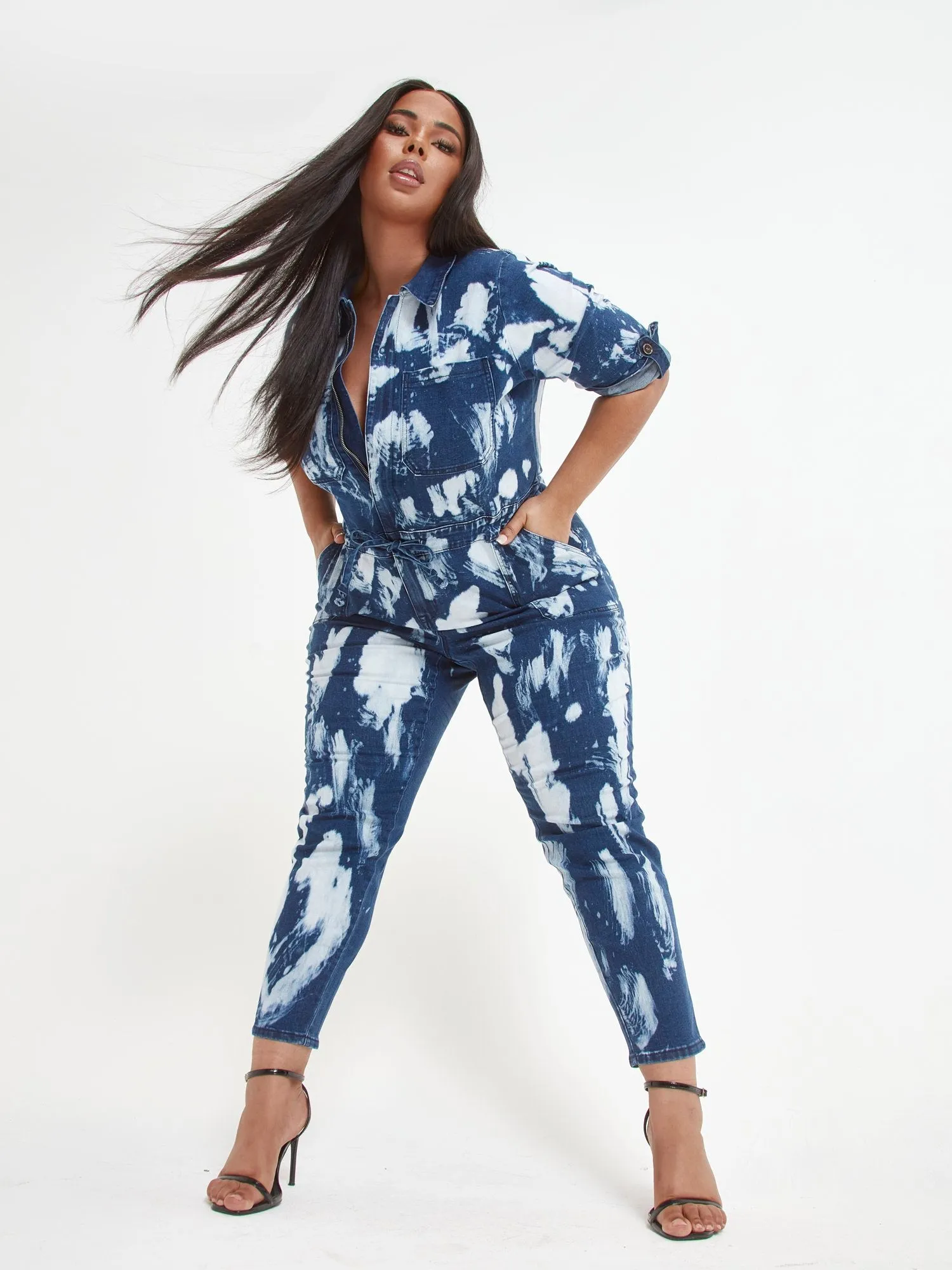 Evie Tie Dye Denim Jumpsuit