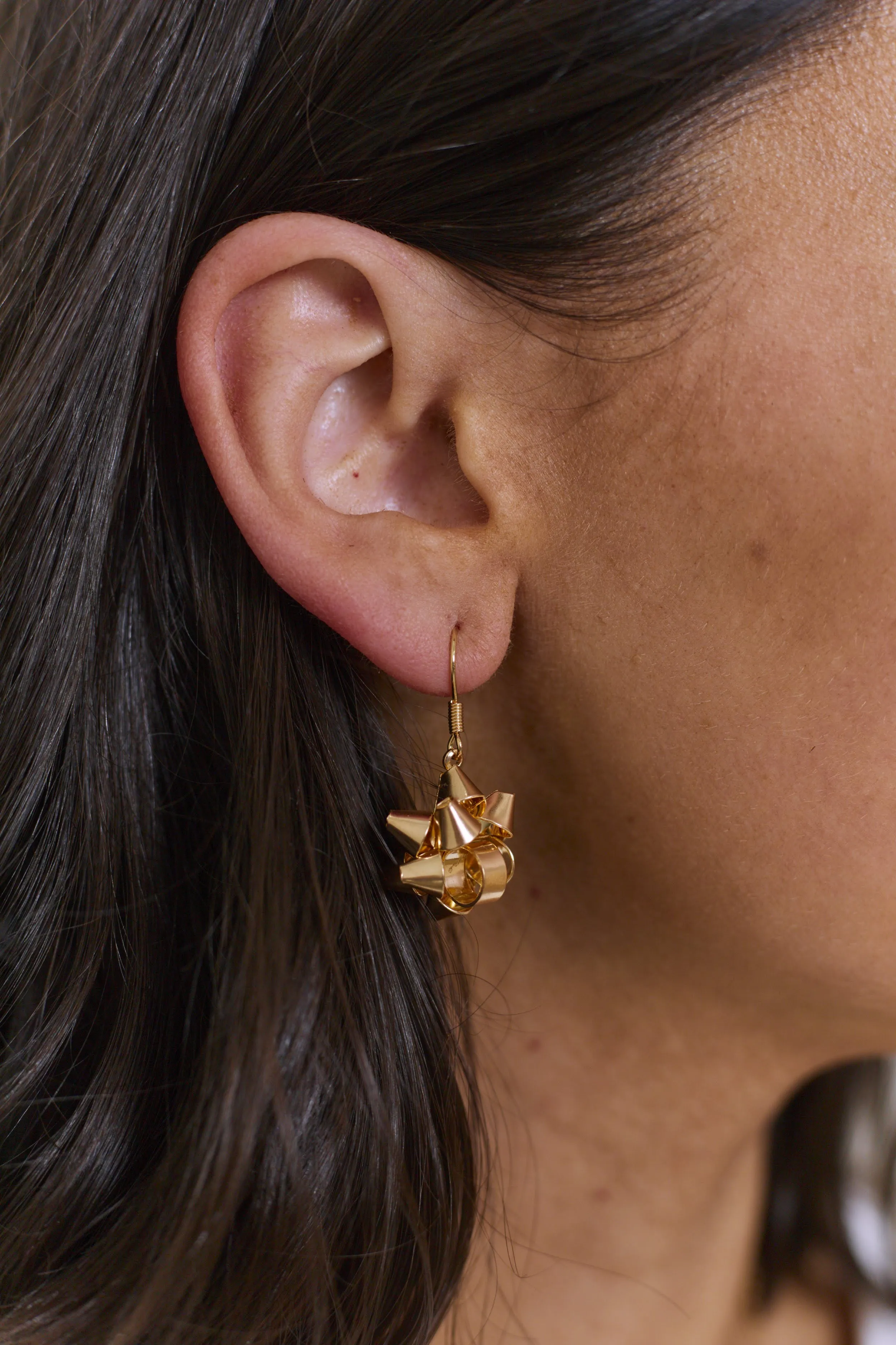 Fa-Bow-Lous Gift Bow Drop Earrings - Gold