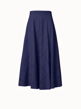 Flared Midi Skirt in Window Plaid