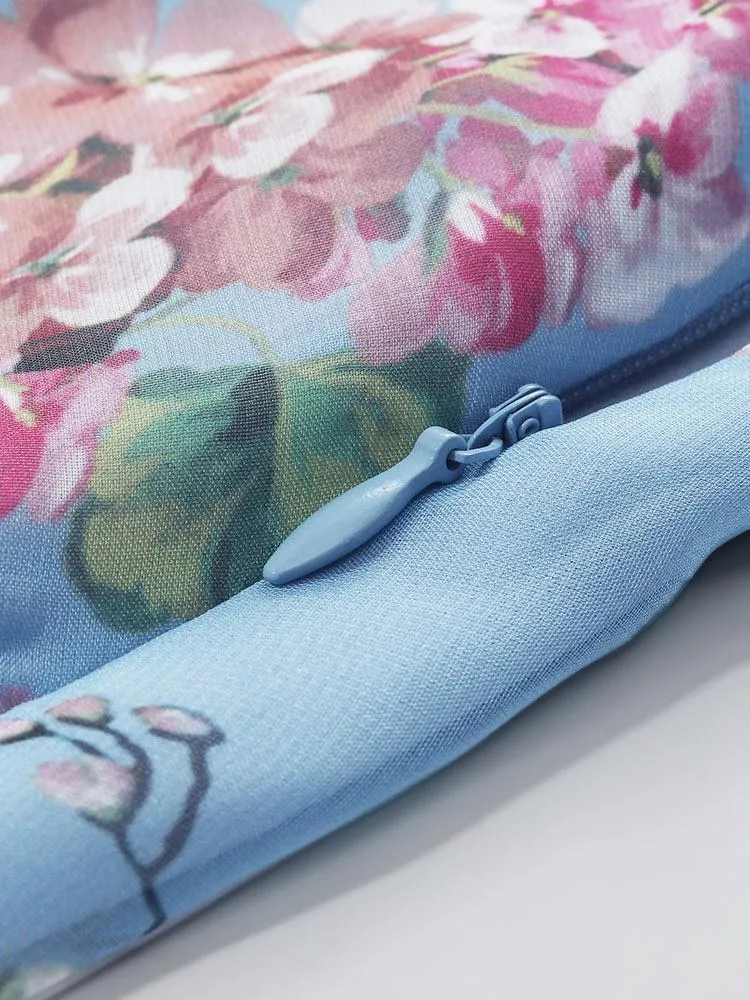Floral Print Asymmetrical Ruffle Skirt