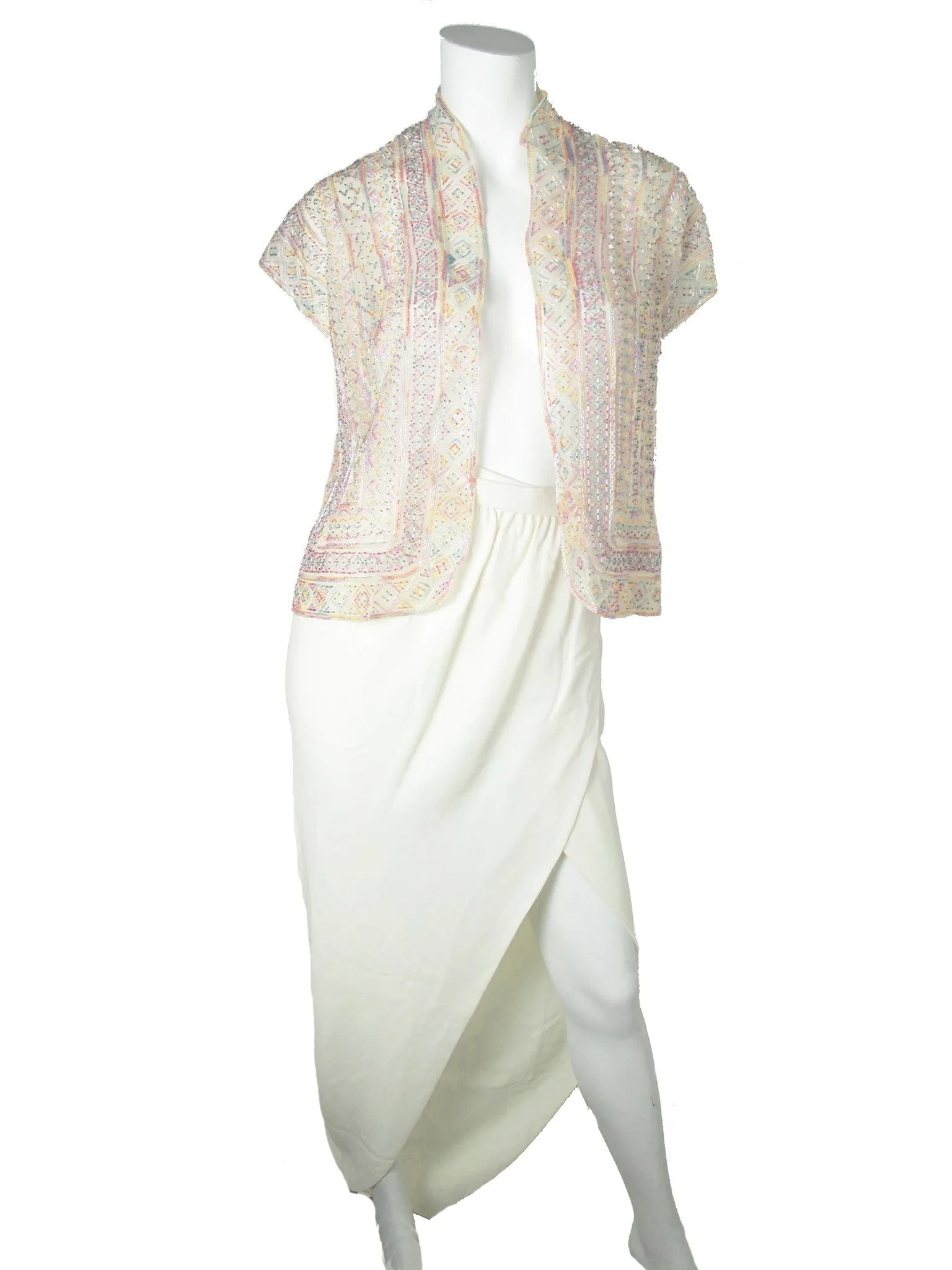 HALSTON Beaded Jacket and Skirt
