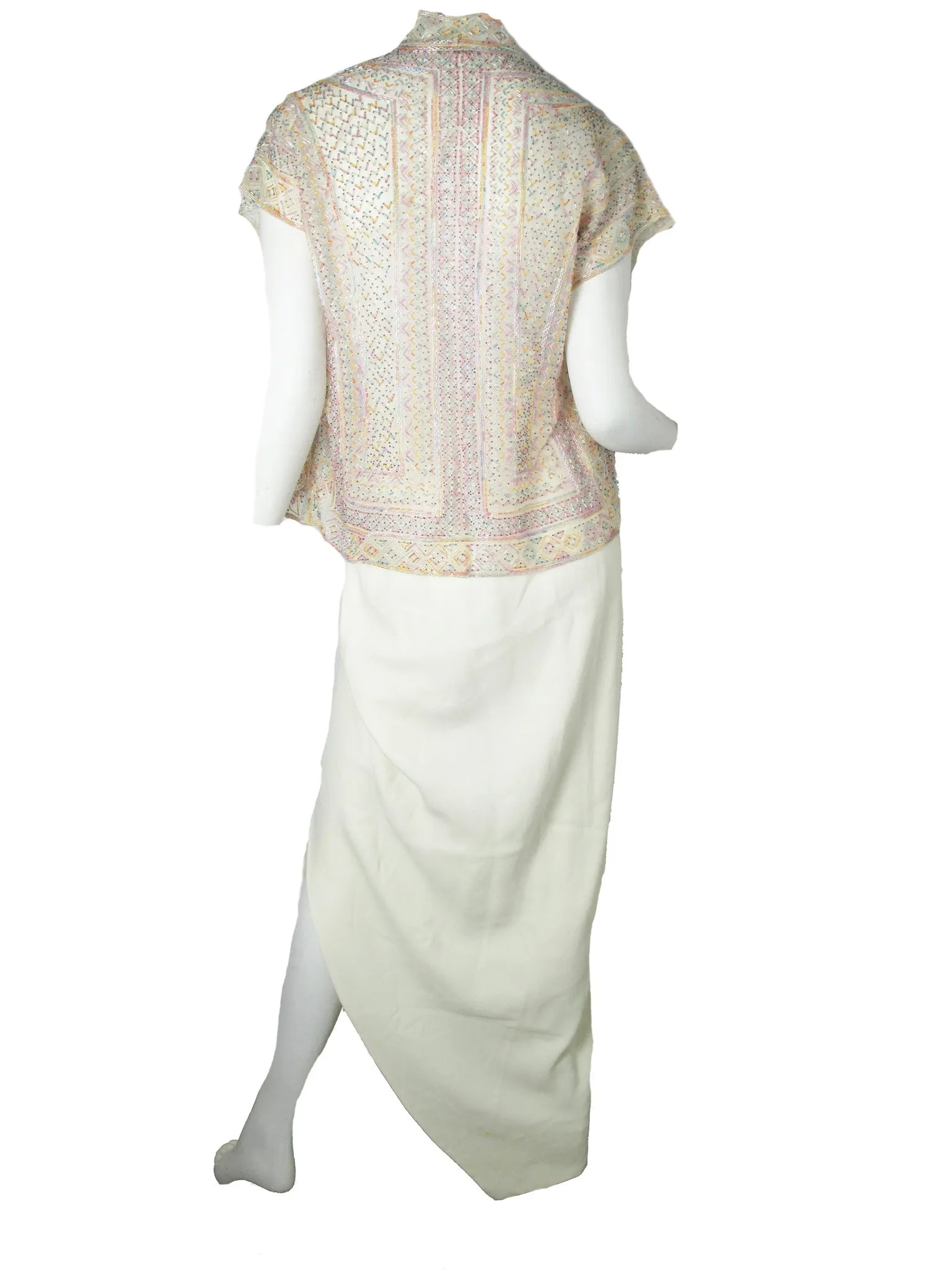 HALSTON Beaded Jacket and Skirt