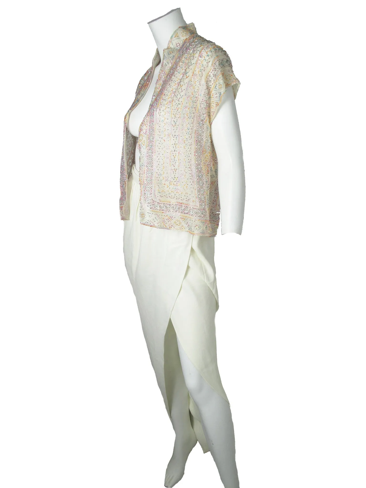 HALSTON Beaded Jacket and Skirt