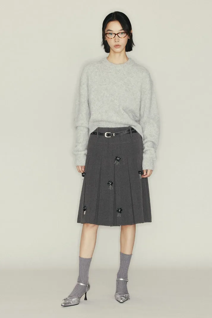 Handmade beaded pleated skirt | 2 color