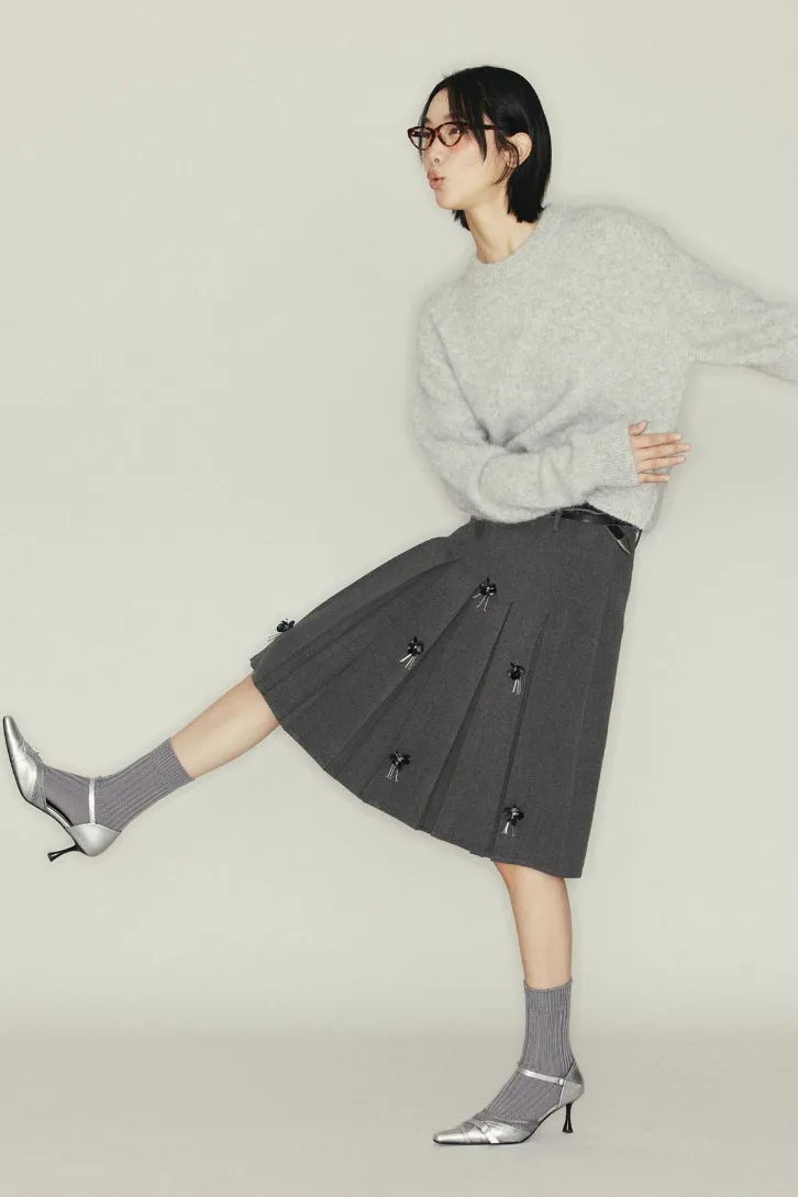 Handmade beaded pleated skirt | 2 color