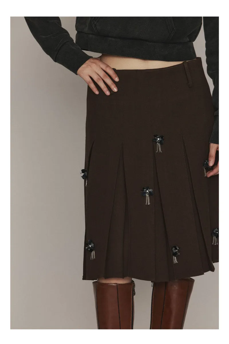 Handmade beaded pleated skirt | 2 color