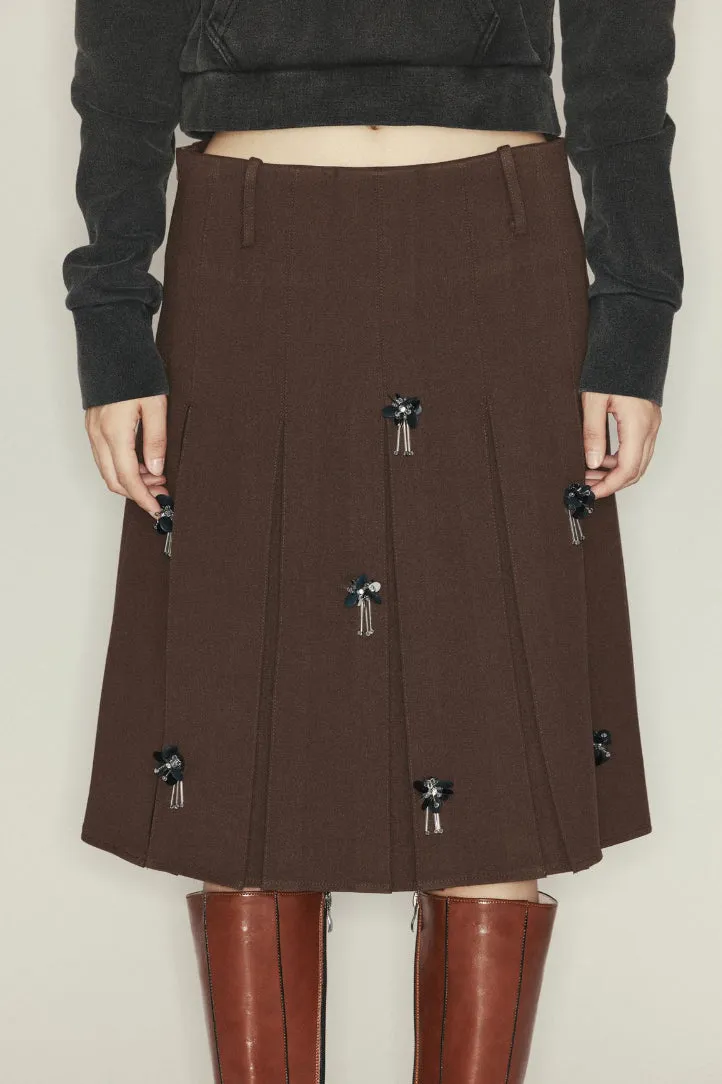Handmade beaded pleated skirt | 2 color
