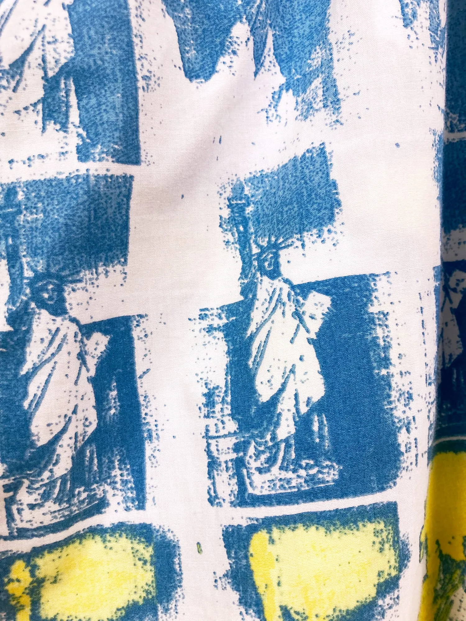 History by Iceberg blue yellow white statue of liberty print maxi skirt