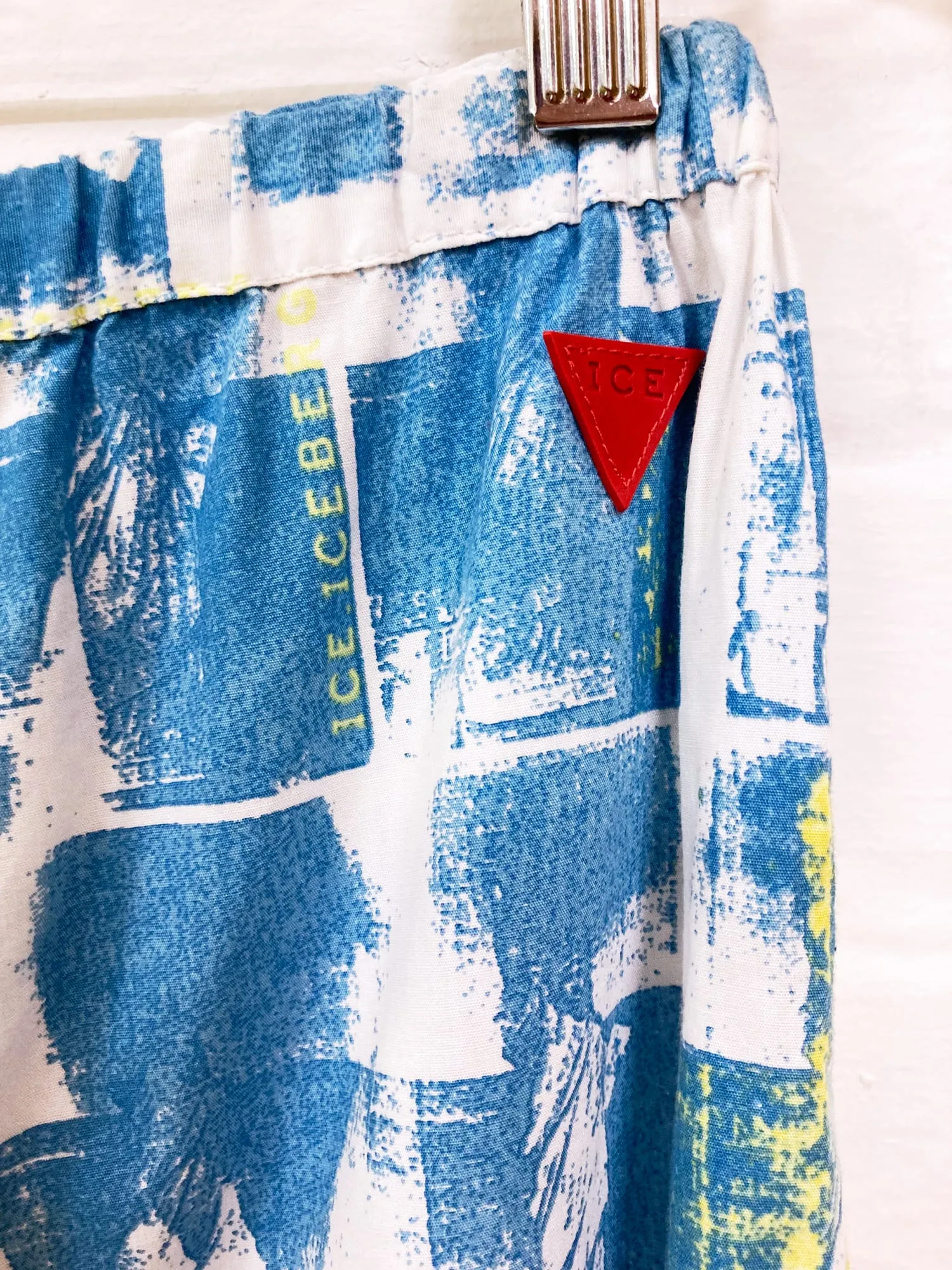 History by Iceberg blue yellow white statue of liberty print maxi skirt
