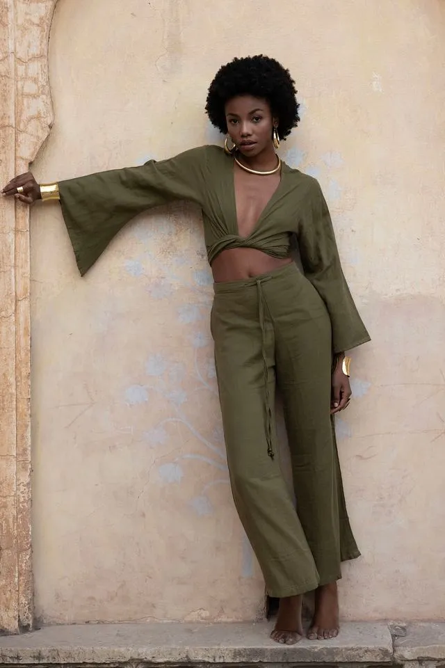 Indy Bell Sleeve Wrap Top  - Masala