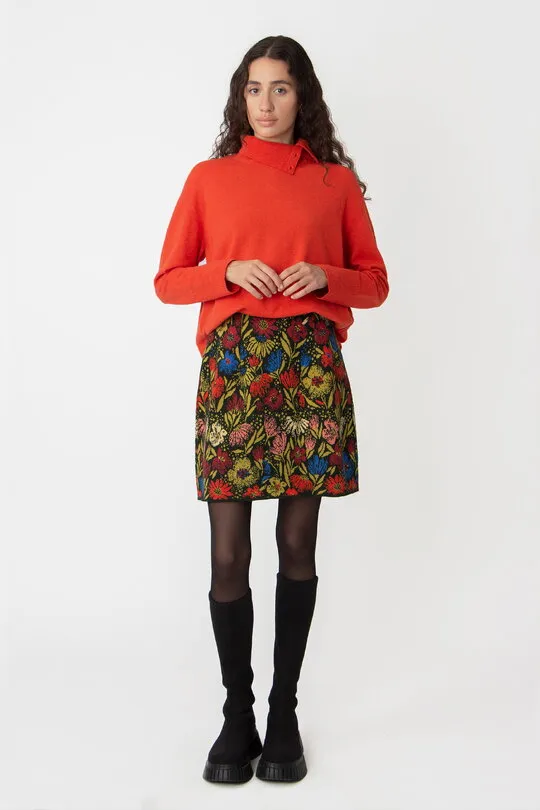 Jacquard midi skirt floral in forest green by IVKO