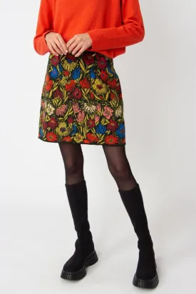 Jacquard midi skirt floral in forest green by IVKO
