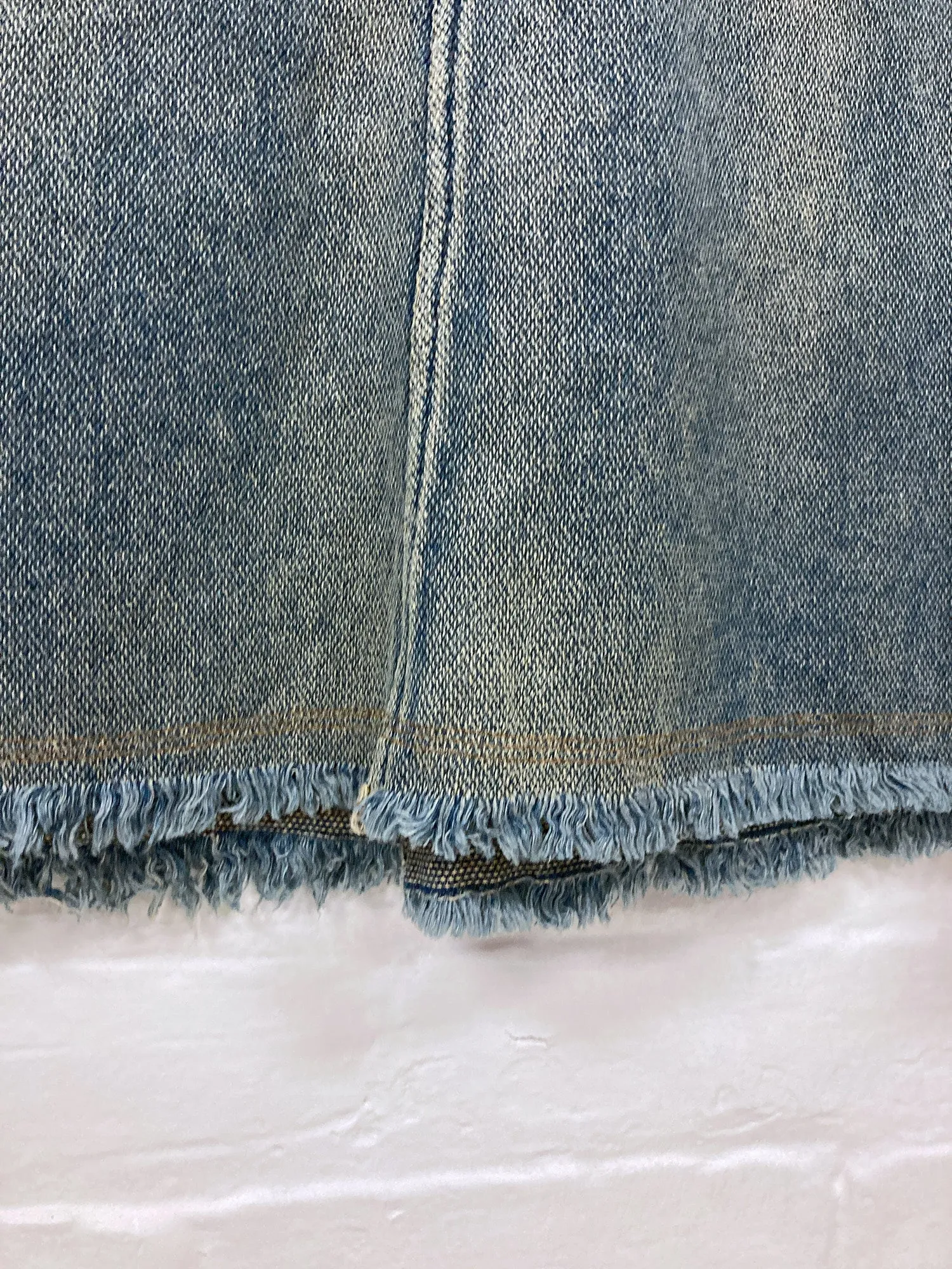 Junya Watanabe Comme des Garcons SS2002 washed cotton raw hem denim skirt - M