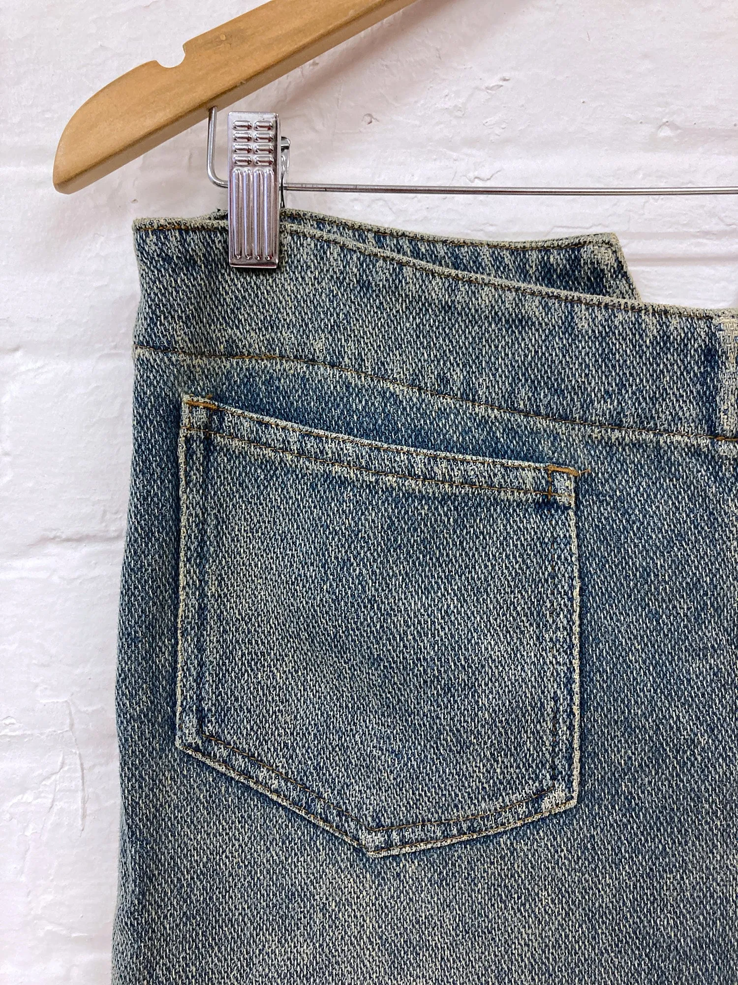 Junya Watanabe Comme des Garcons SS2002 washed cotton raw hem denim skirt - M