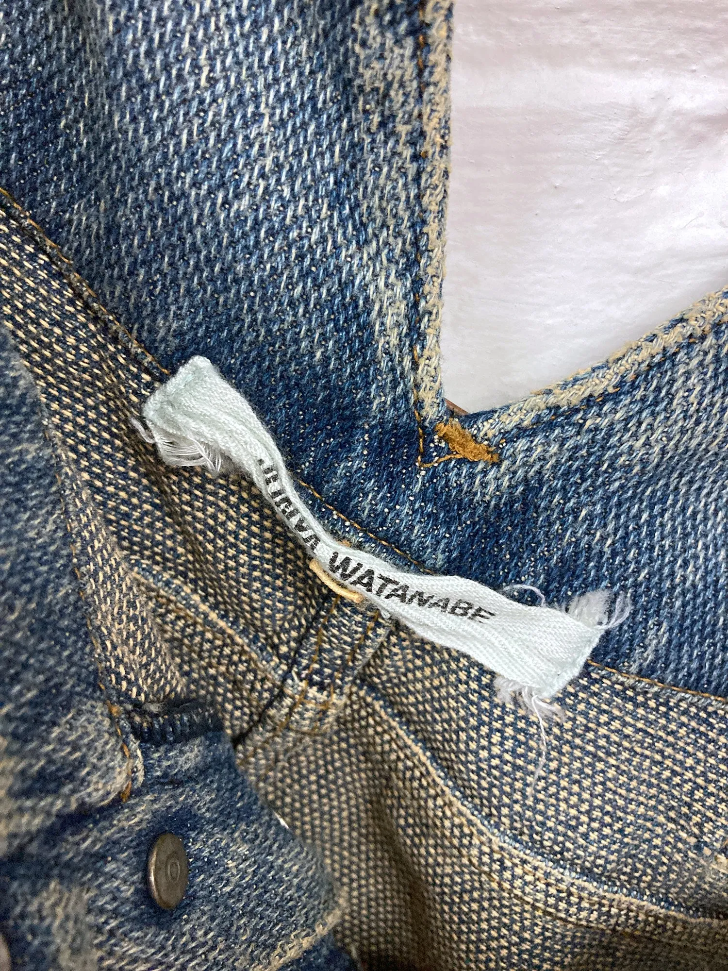Junya Watanabe Comme des Garcons SS2002 washed cotton raw hem denim skirt - M