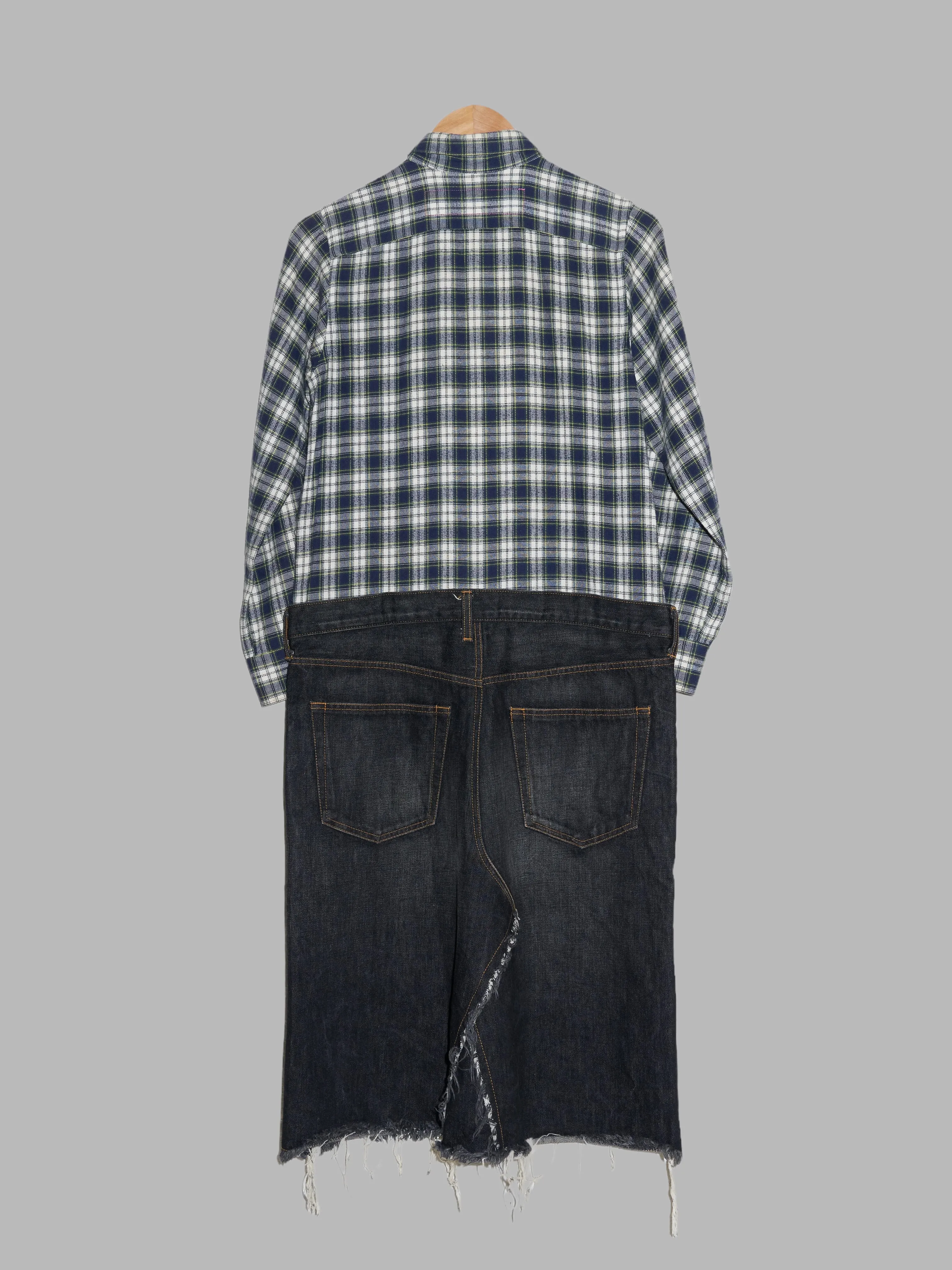 Junya Watanabe Man Pink 2003 blue shirt and denim skirt dress - M