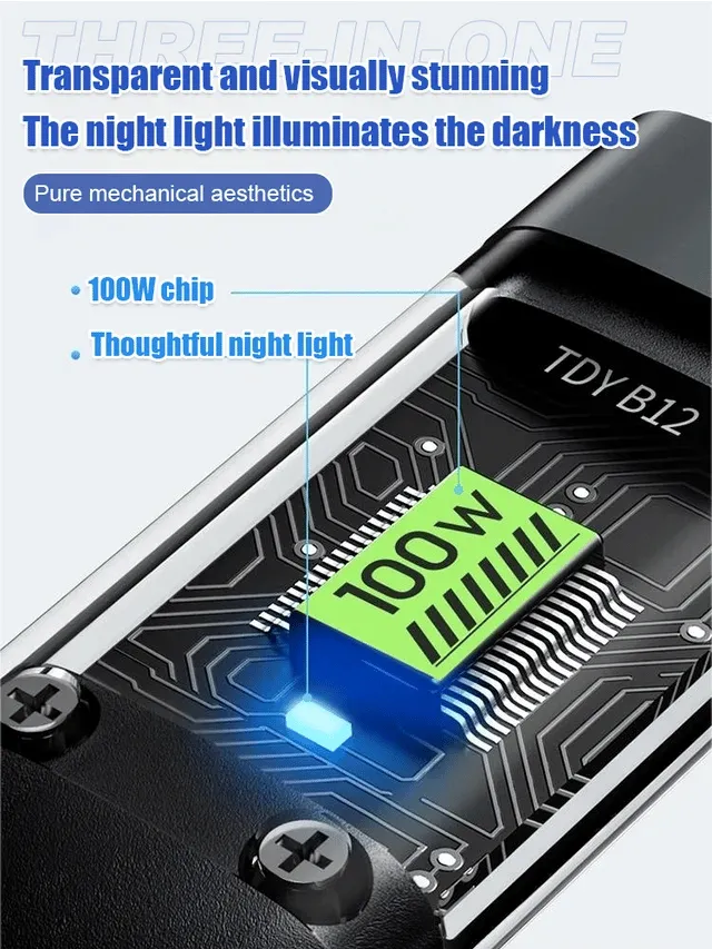 Limited time sale 50% discount!! Transparent luminous 100w Super fast charging three-in-one data cable