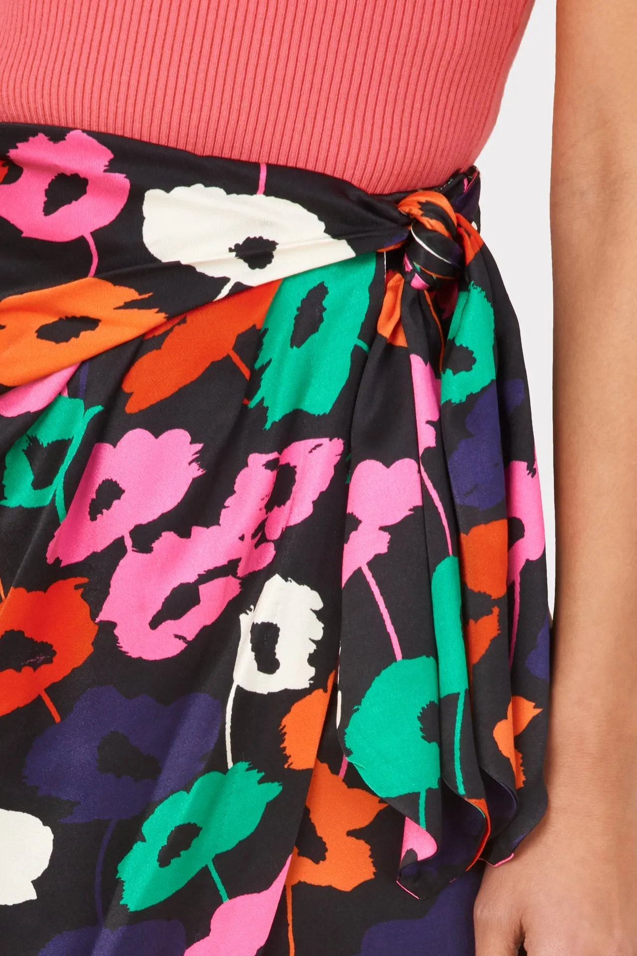 Liza Poppy Print Wrap Skirt