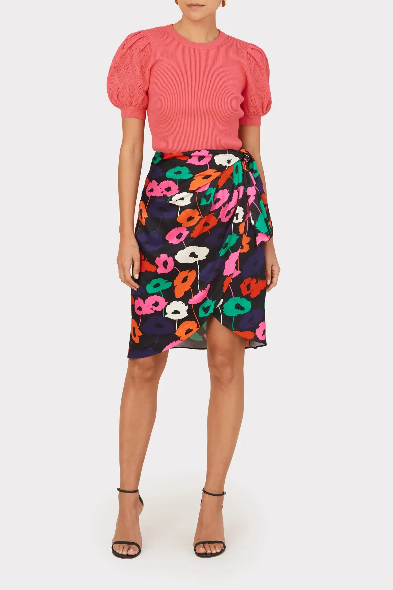 Liza Poppy Print Wrap Skirt