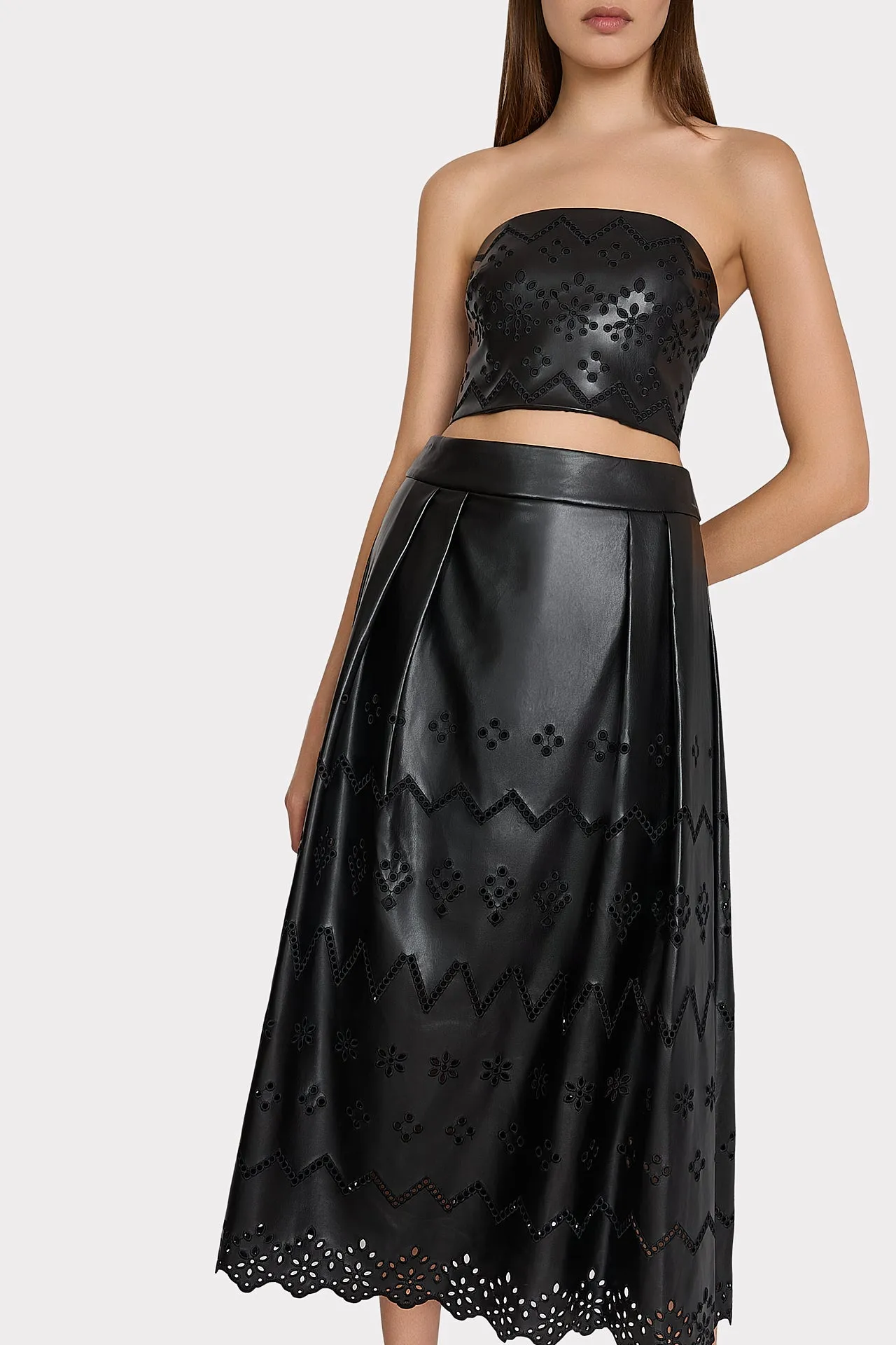 Lois Eyelet Vegan Leather Top