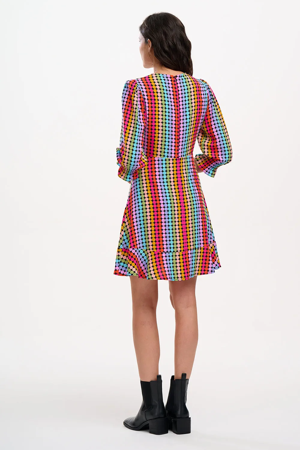 Lorelei Mini Dress - Black, Rainbow Circles