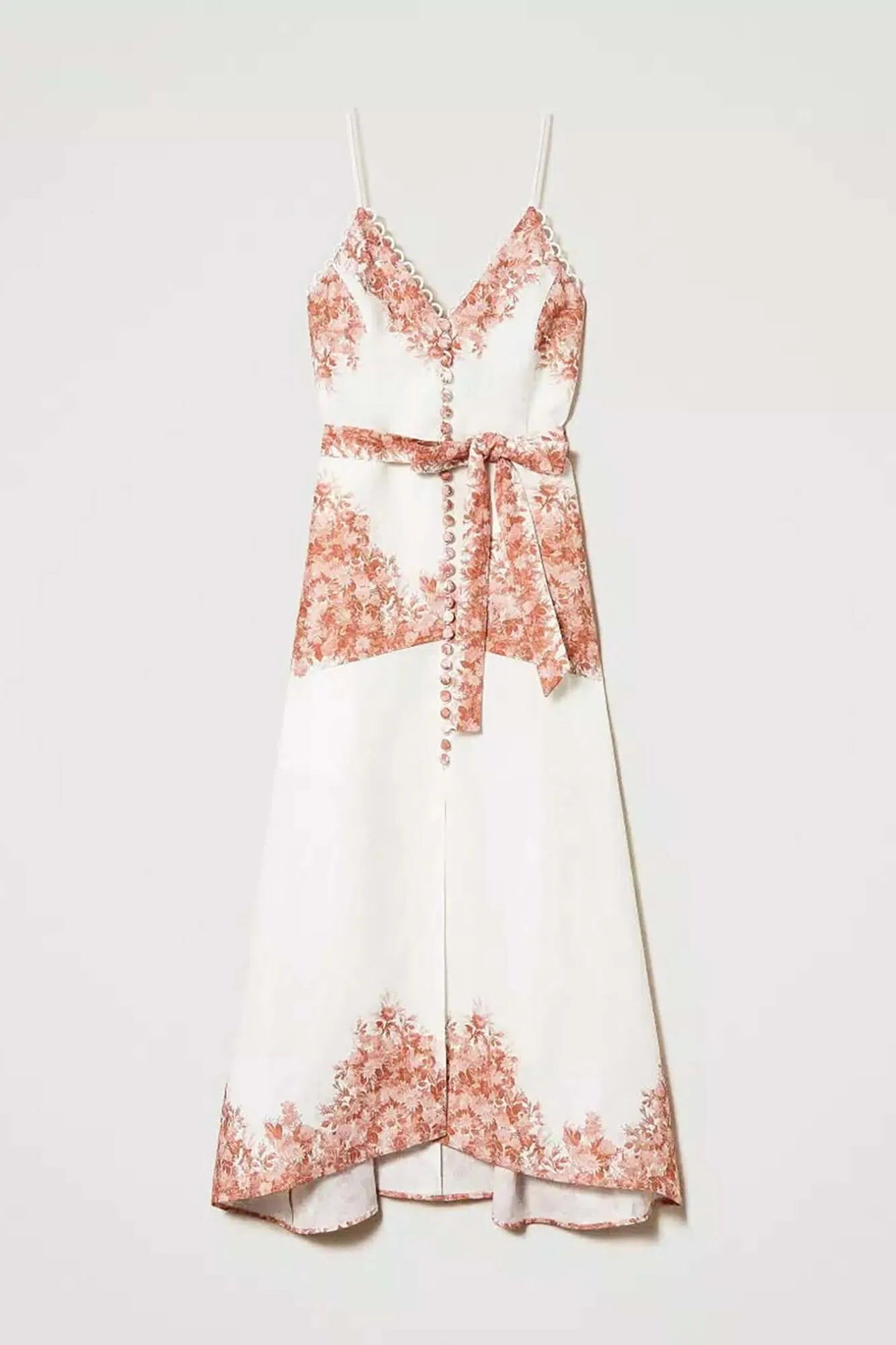Midi Linen Dress with Floral Print