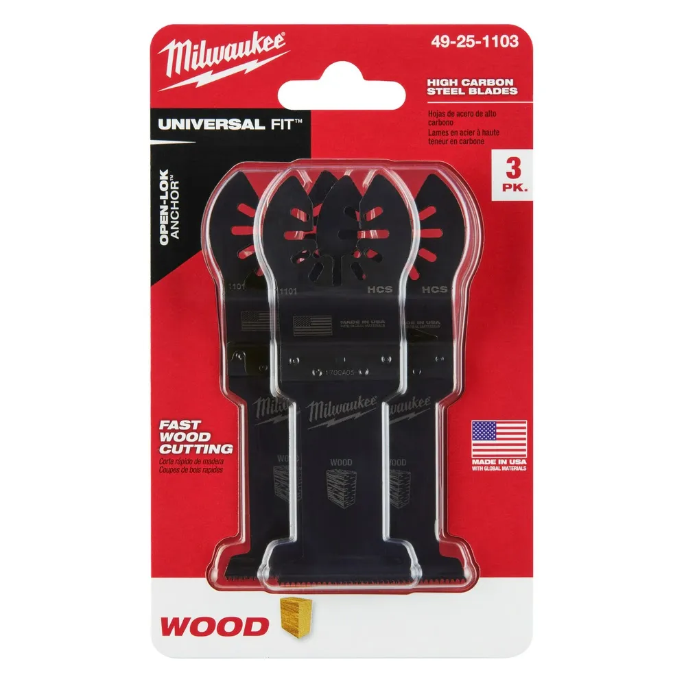 Milwaukee  49-25-1103 Milwaukee® OPEN-LOK™ 1-3/8" HCS WOOD BLADES 3PK