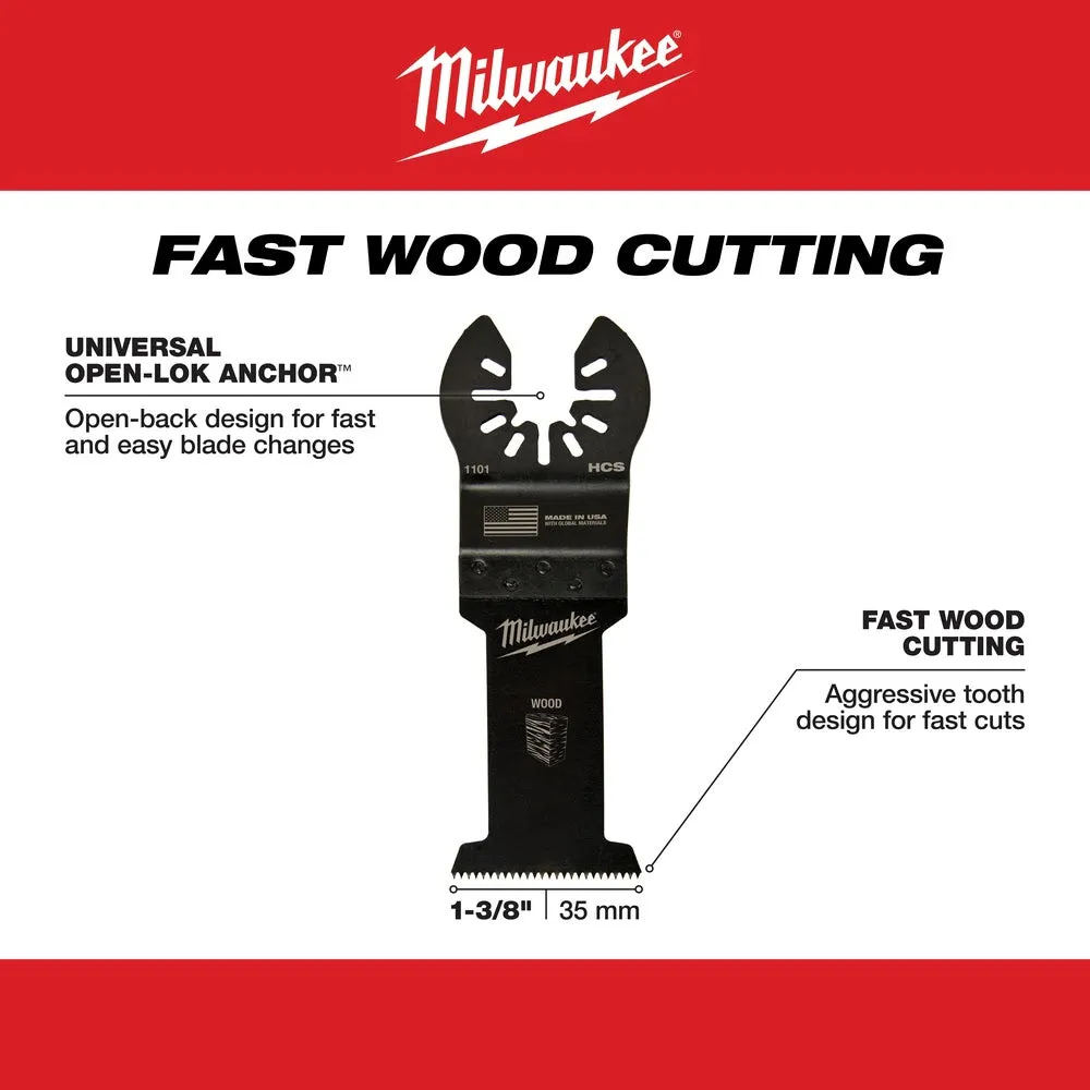 Milwaukee  49-25-1103 Milwaukee® OPEN-LOK™ 1-3/8" HCS WOOD BLADES 3PK