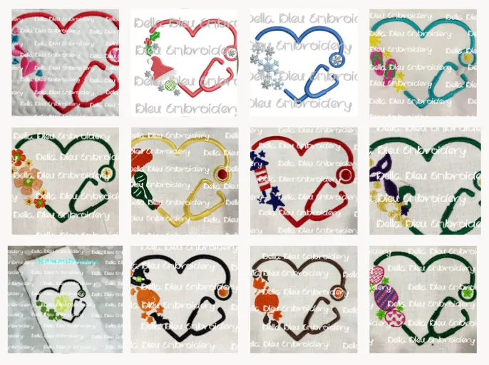 Monogram Holiday Stethoscope Frames Bundle
