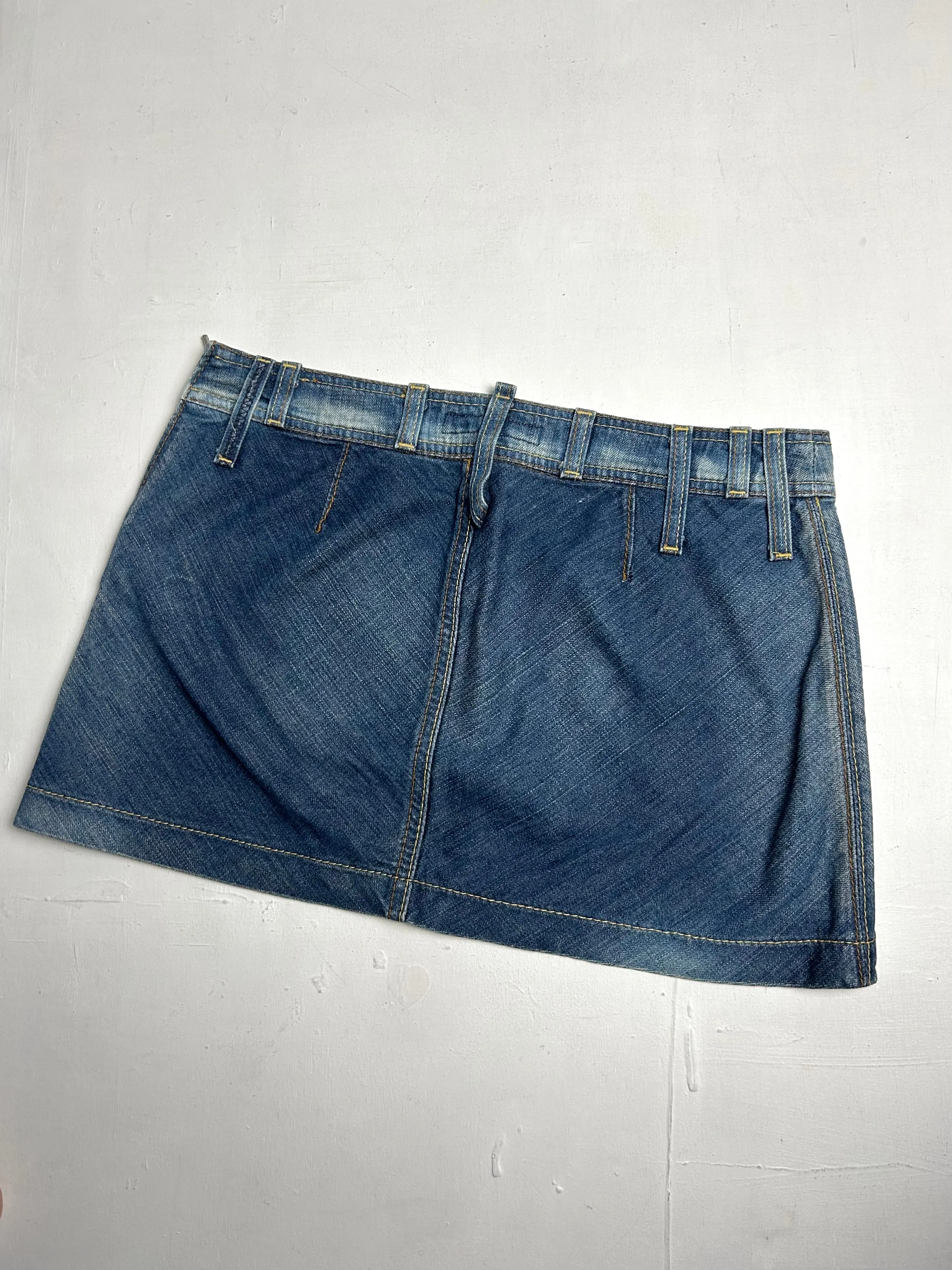 Navy blue low rise denim mini / micro skirt 90s y2k vintage (S/M)