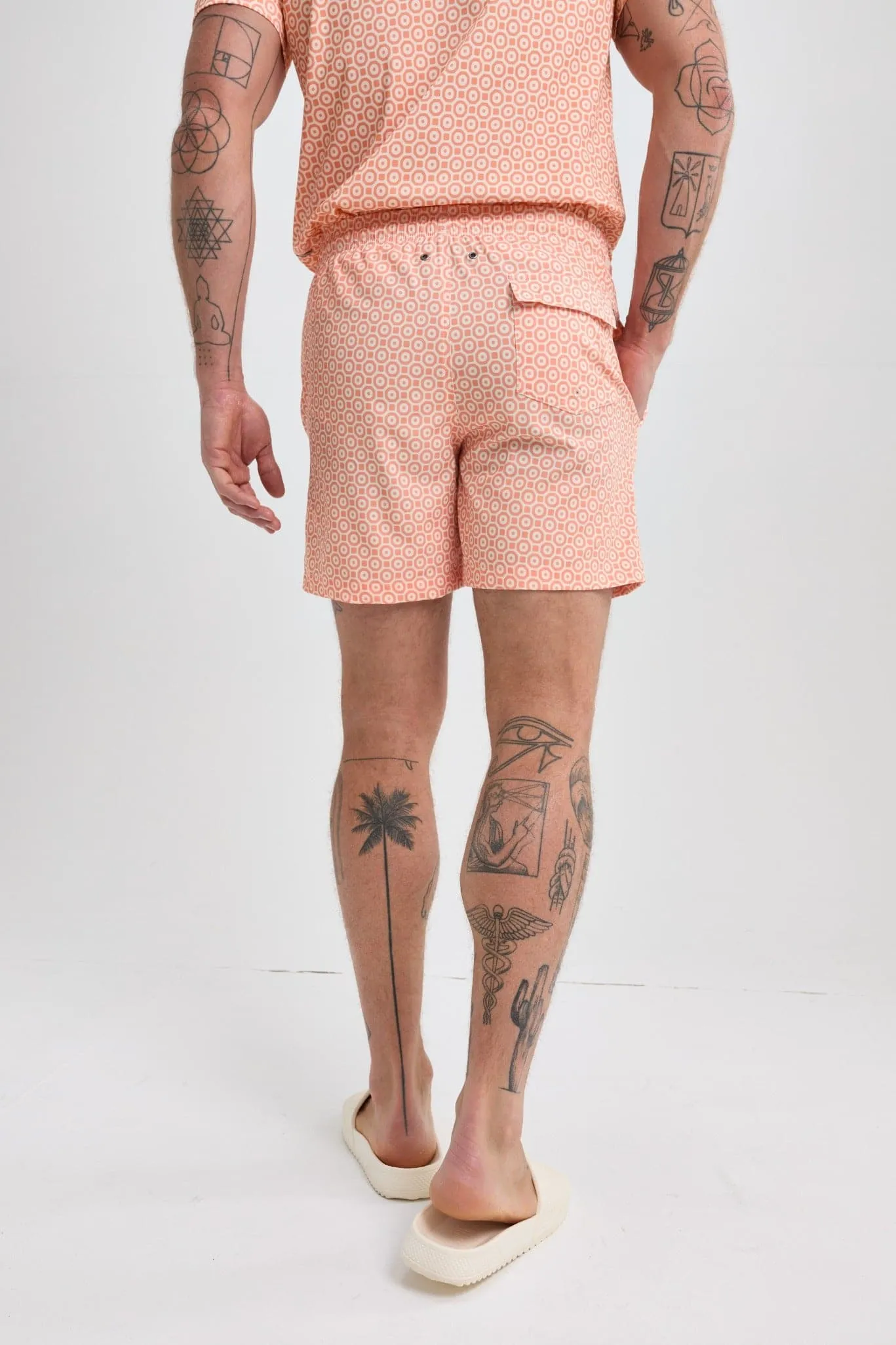 Orange Retro Print Swimshort