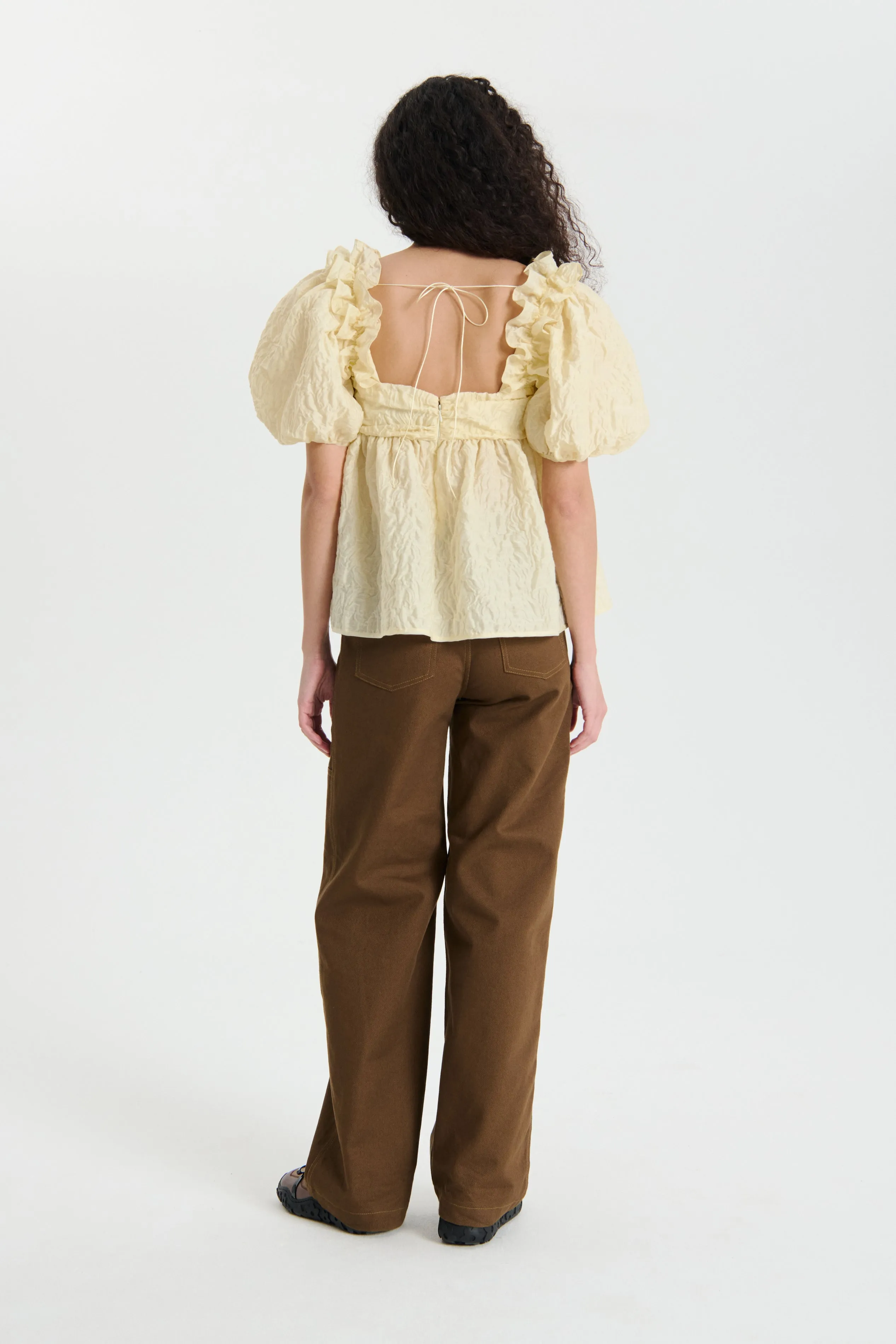 ORIANA | TOP FLURRY MATELASSÉ SOFT YELLOW
