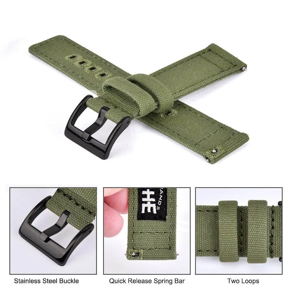 Ritche Army Green Canvas Quick Release Black Buckle