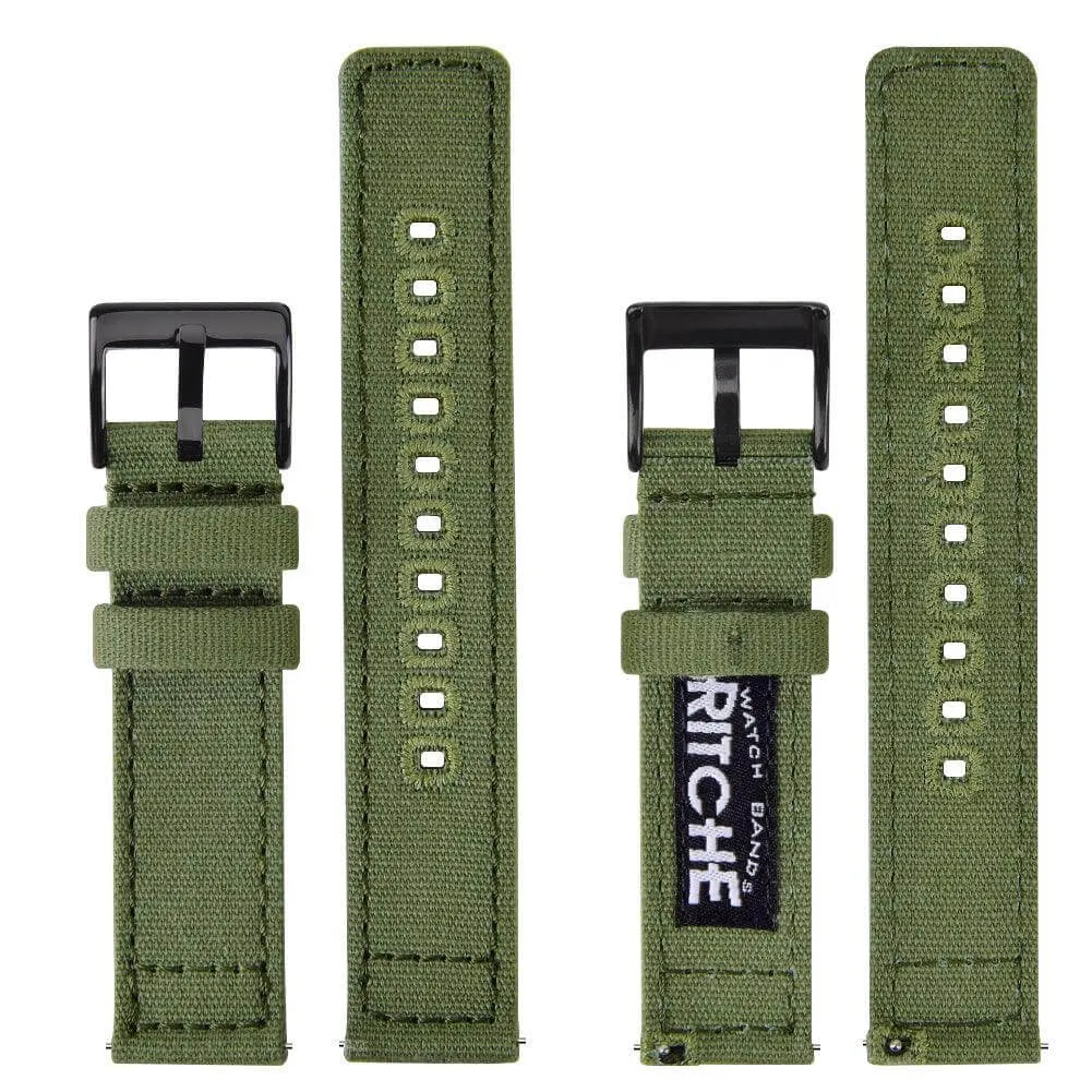 Ritche Army Green Canvas Quick Release Black Buckle