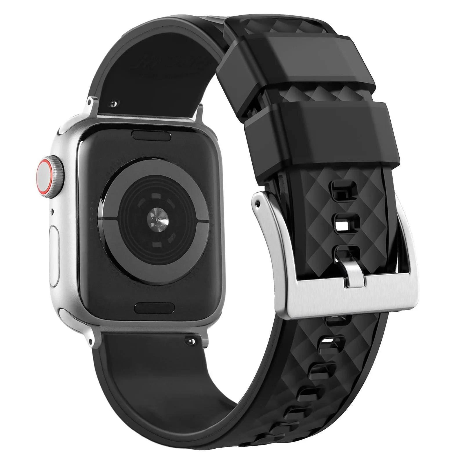 Ritche Black Silicone Watch Bands For Apple Watch Series 1 - 7, SE