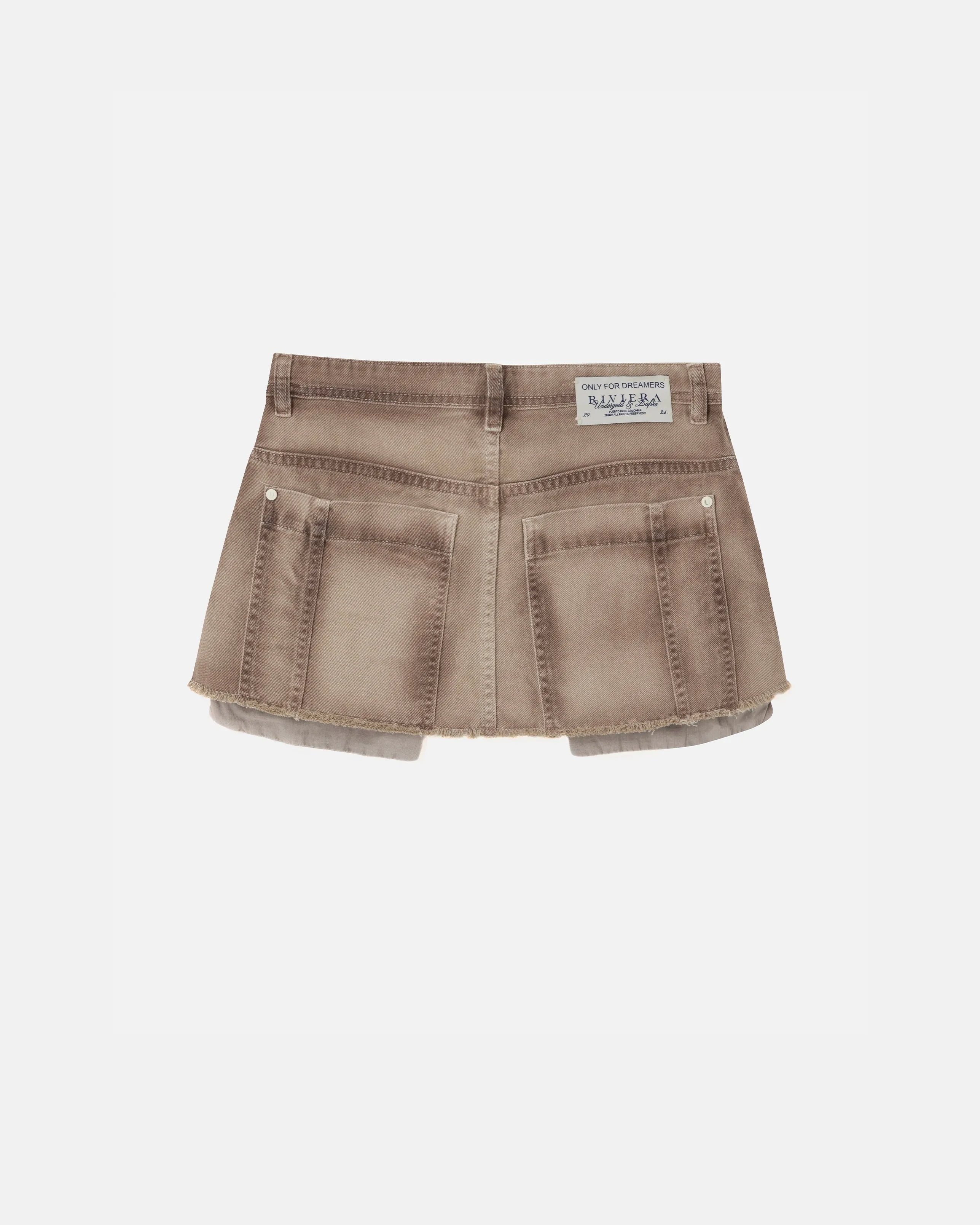 Riviera Basic Denim Skirt Washed Cream