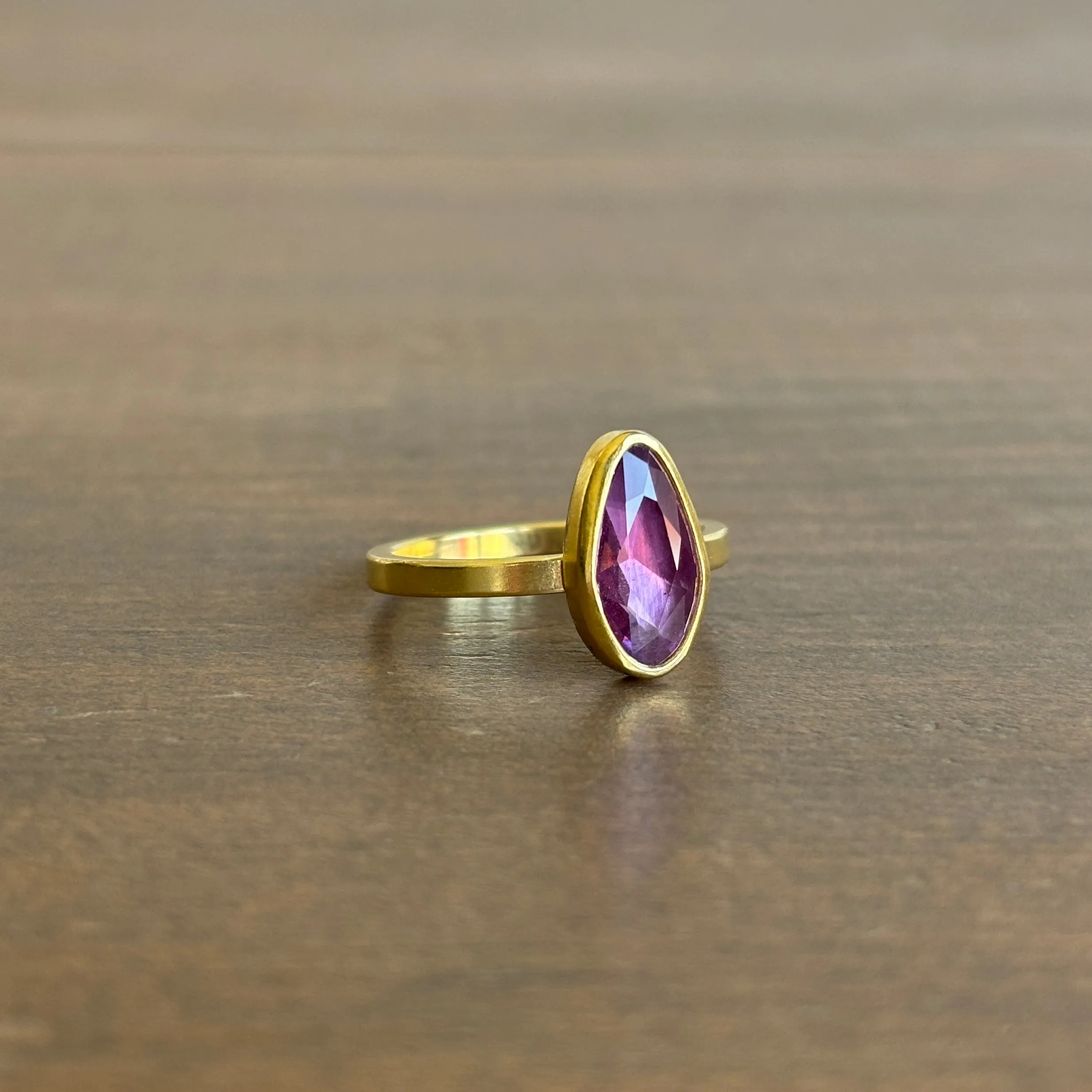 Rose Cut Purple Sapphire Ring