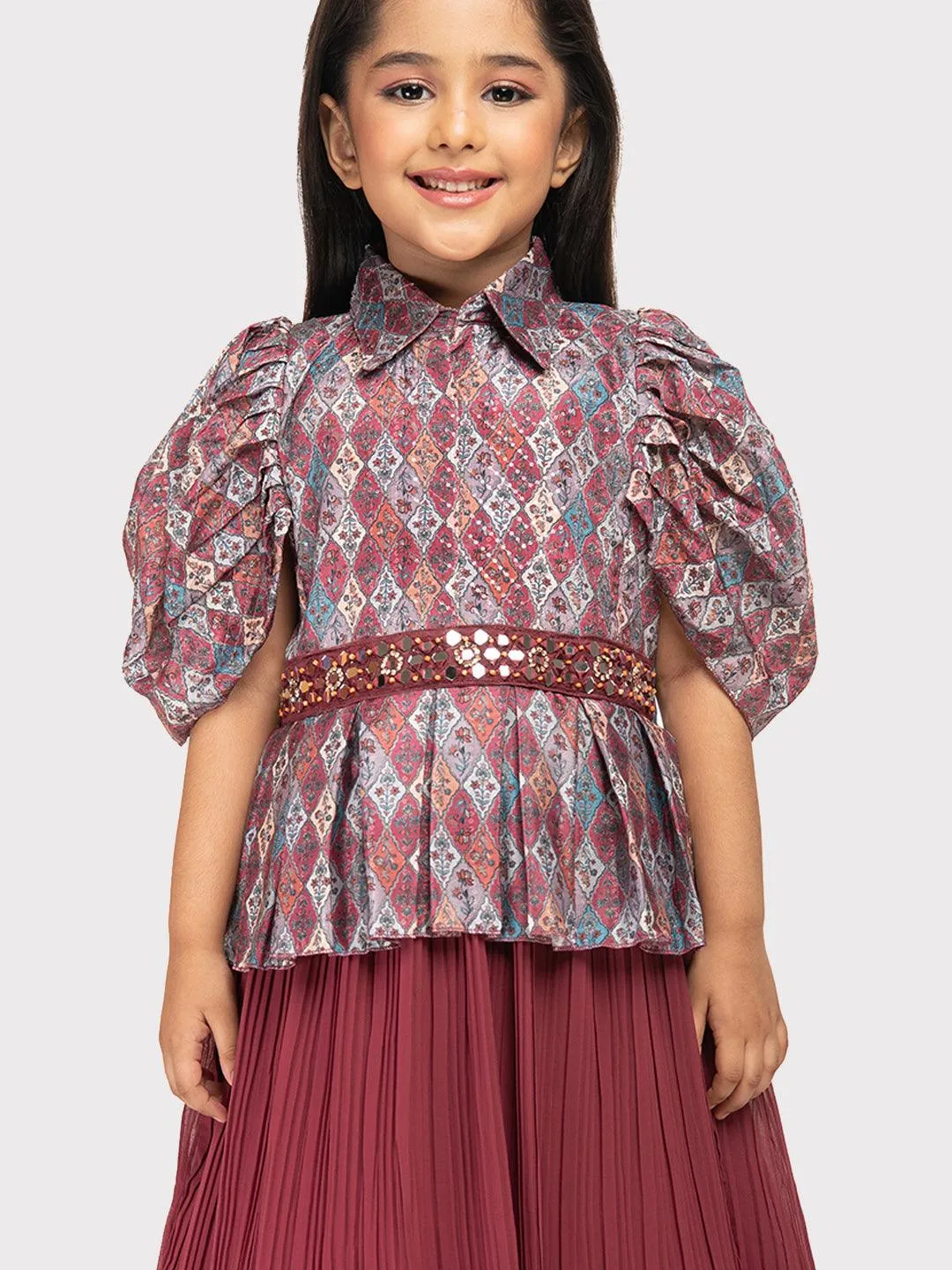 Rosewood Coloured Imported Gown For Girls\ Fancy Sleeves Concept Gown For Girls