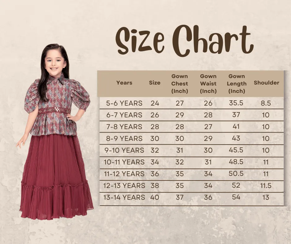Rosewood Coloured Imported Gown For Girls\ Fancy Sleeves Concept Gown For Girls