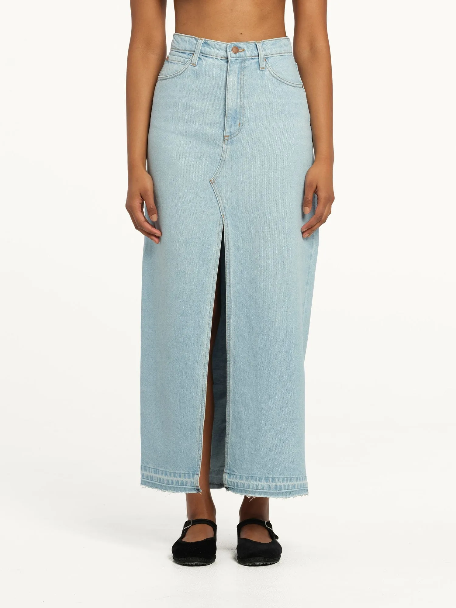 Roxanne Skirt Soft Sky | Linen Denim