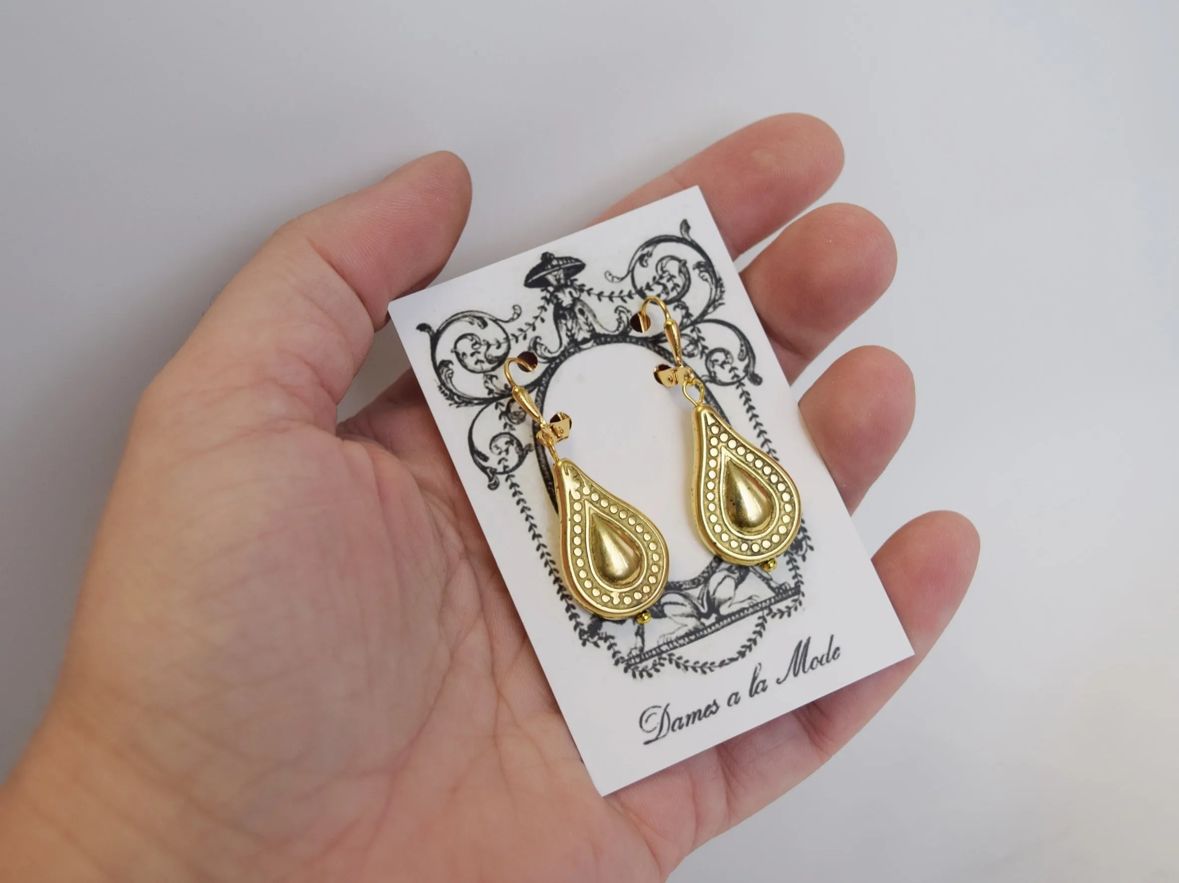 SALE! Golden Bead Earrings - Teardrop