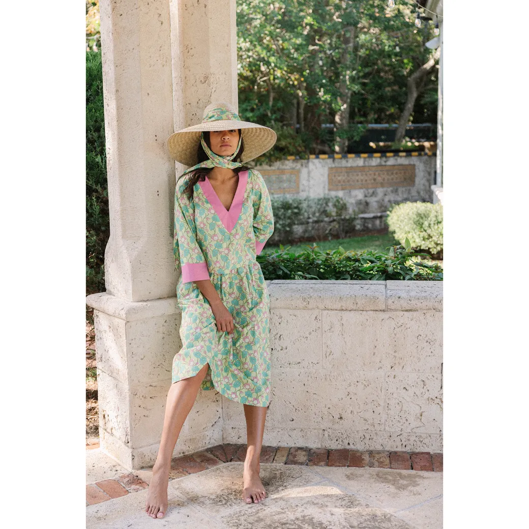 SAMPLE - BURU x Sarah Bray Bermuda Deep V Mod Top - Lotus Floral & Pink