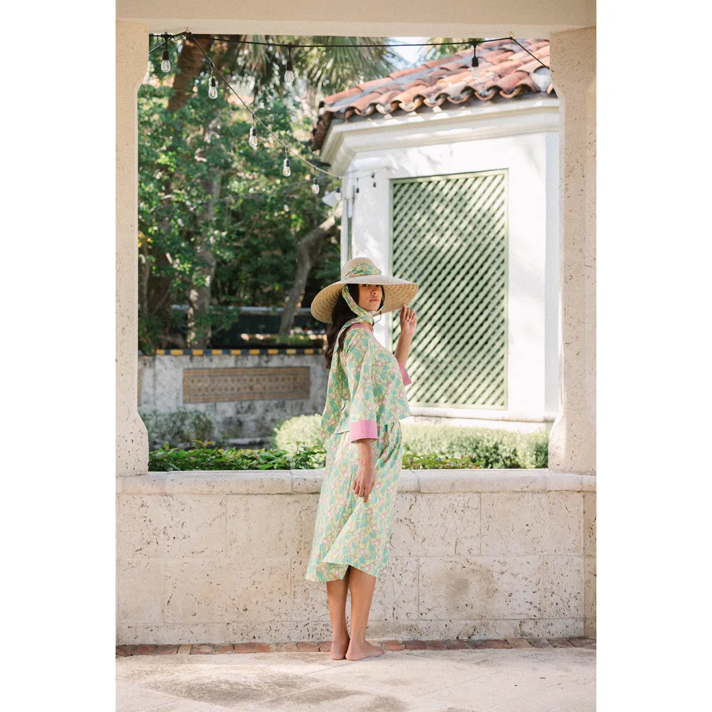 SAMPLE - BURU x Sarah Bray Bermuda Deep V Mod Top - Lotus Floral & Pink