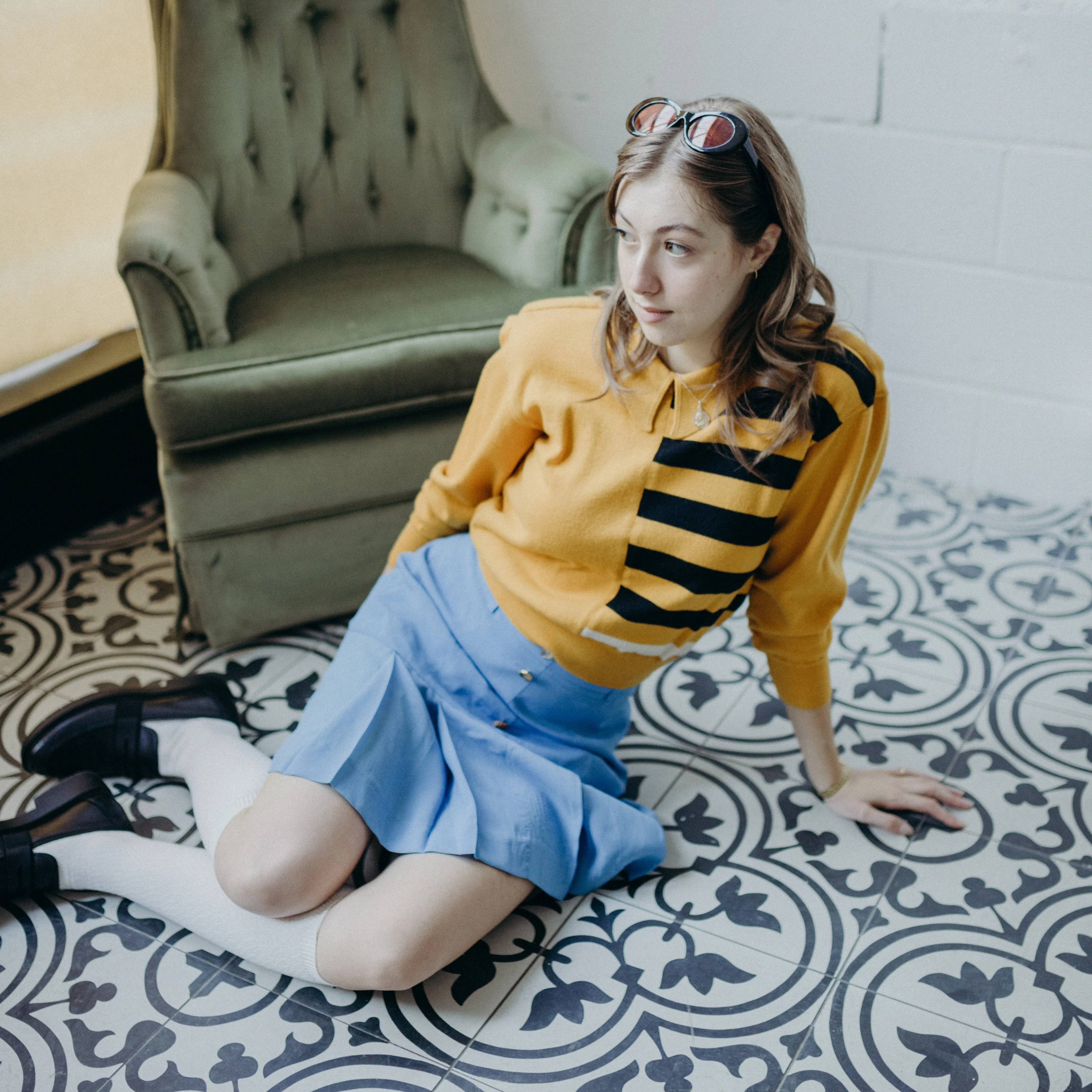 Sky Pleated Mini Skirt