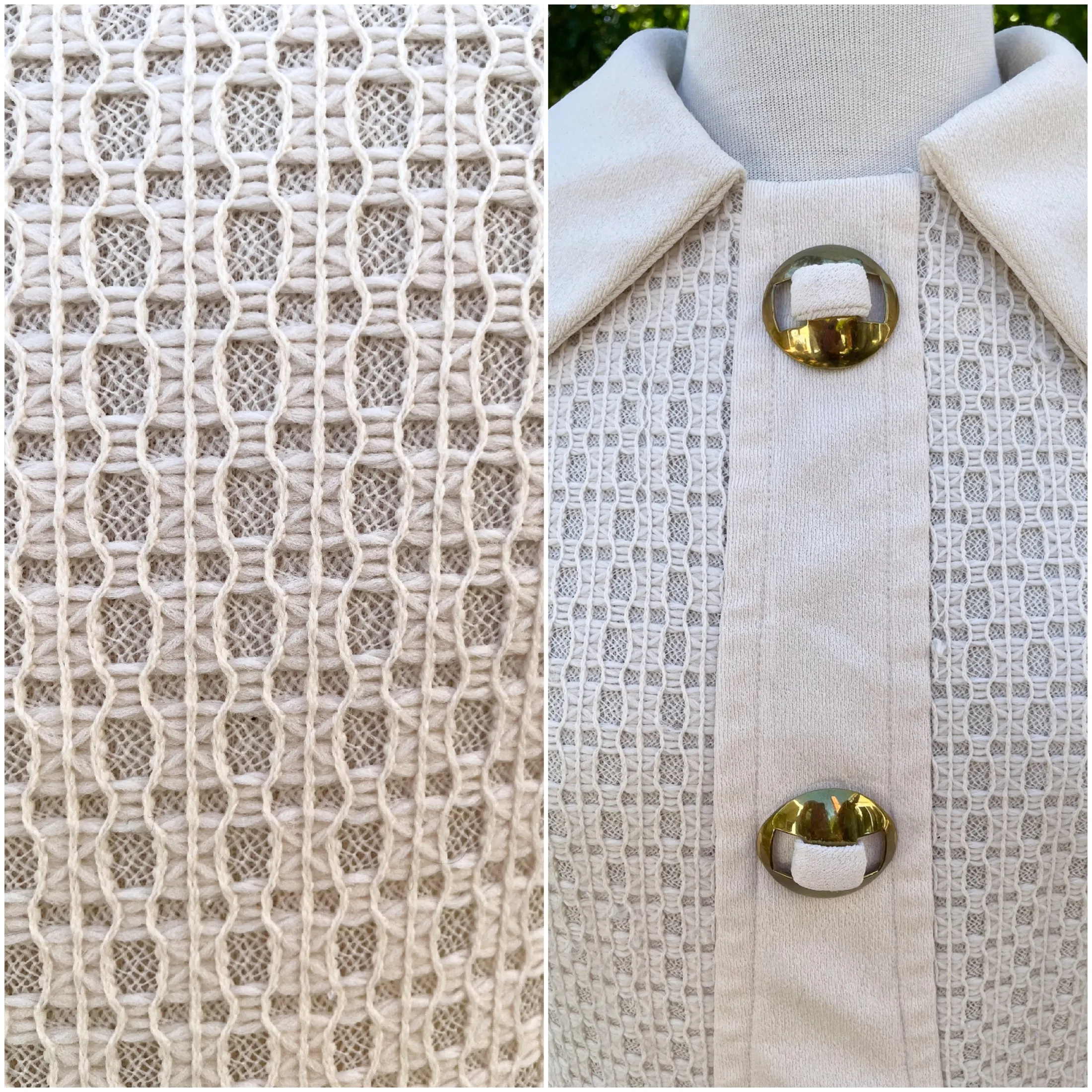 SOLD Angelique 60s Mod Mini Dress, 70s Off-White Flare Skirt Dress S