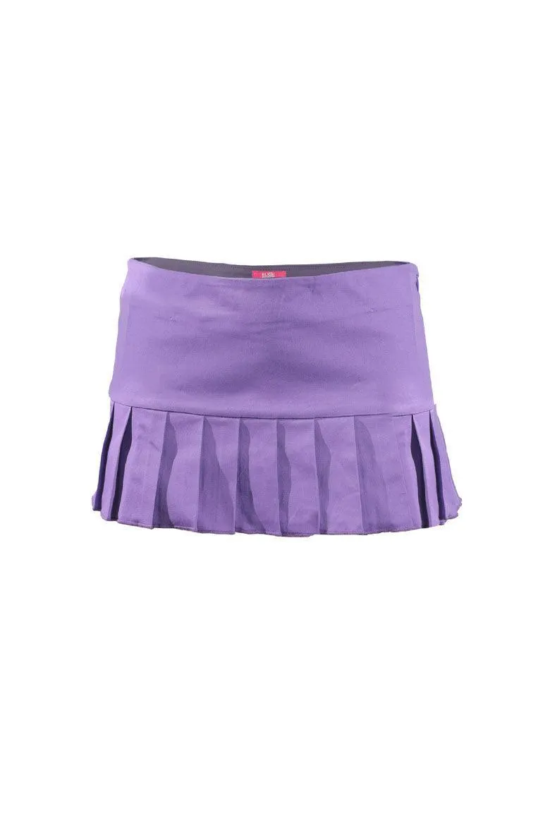Suki Low Rise Mini Kilt Style Skirt in Periwinkle Purple