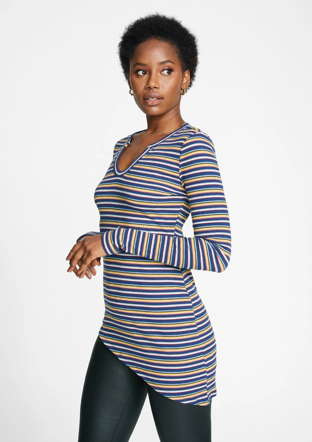 Tall Ariana Asymmetrical Stripe Top